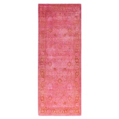 Runner rosa in lana unico sovratinto 3' 1" x 8' 1"