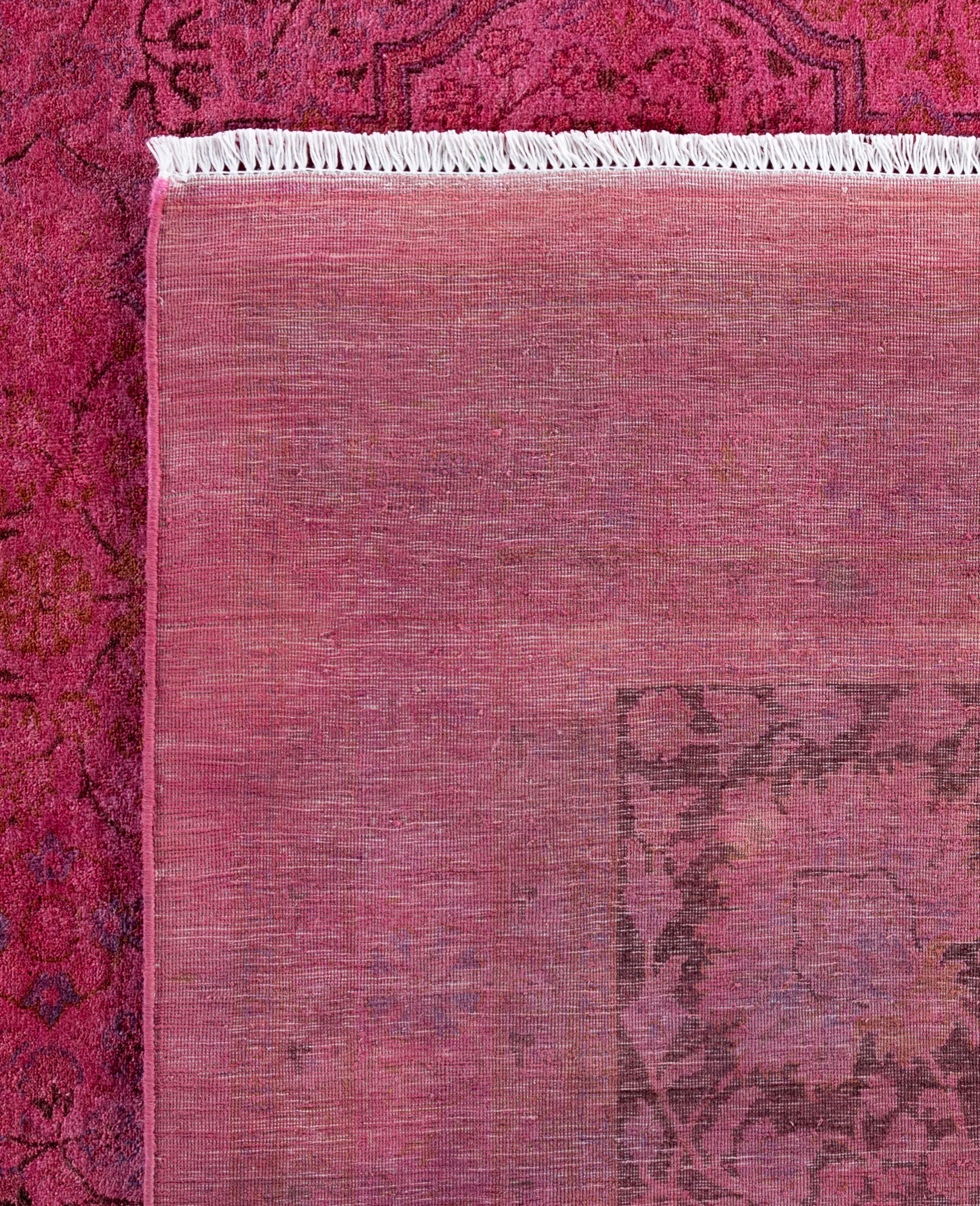Overdyed One-of-a-Kind Wool Pink Square Area Rug 12' 4