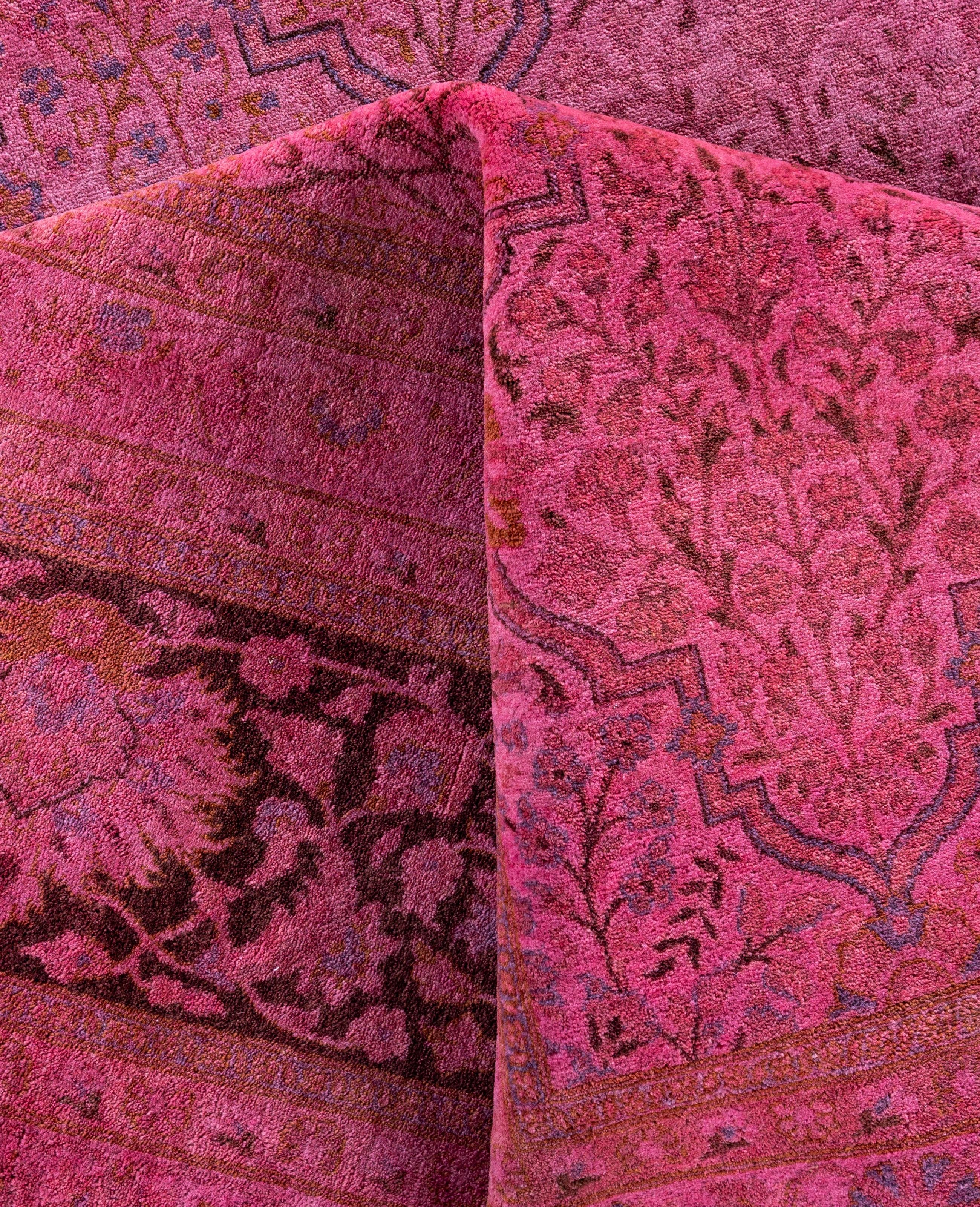 Overdyed One-of-a-Kind Wool Pink Square Area Rug 12' 4