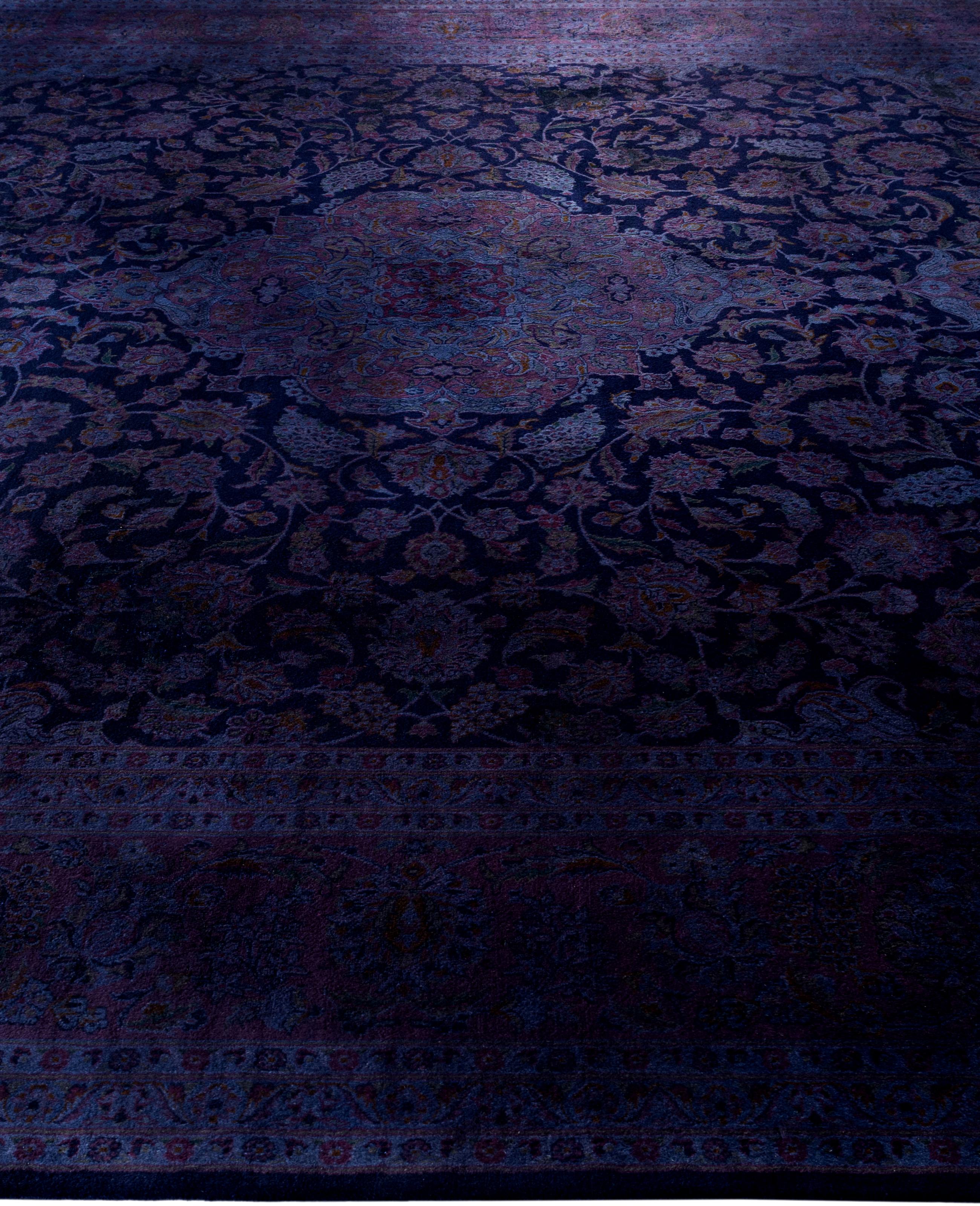 Hand-Knotted Overdyed One-of-a-Kind Wool Purple Area Rug 10' 0