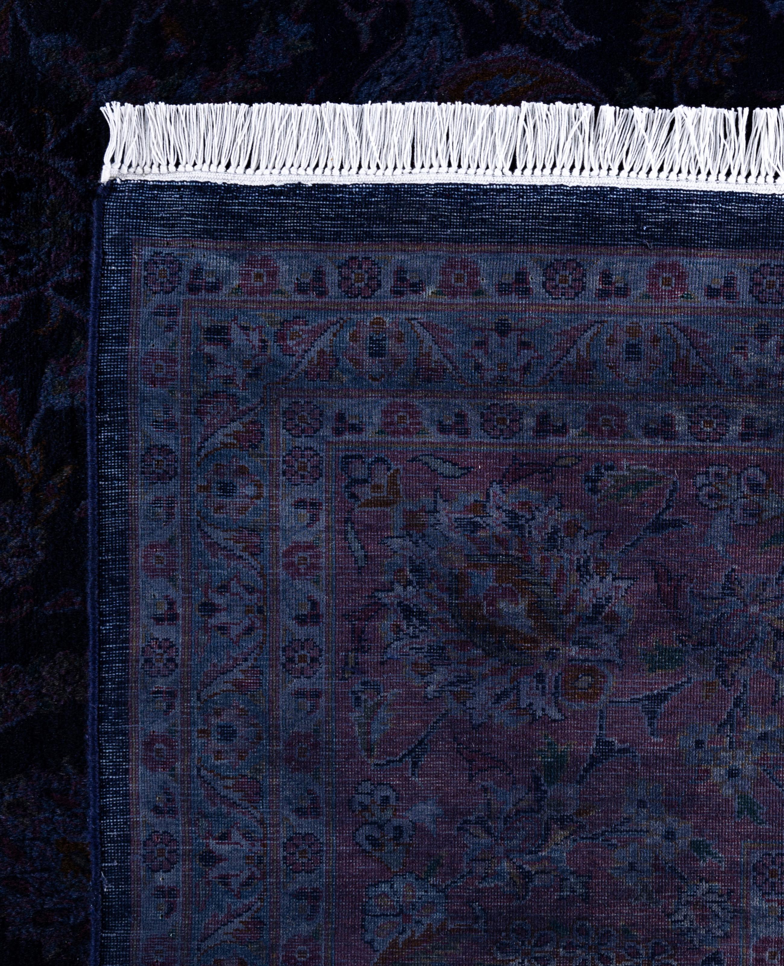 Overdyed One-of-a-Kind Wool Purple Area Rug 10' 0