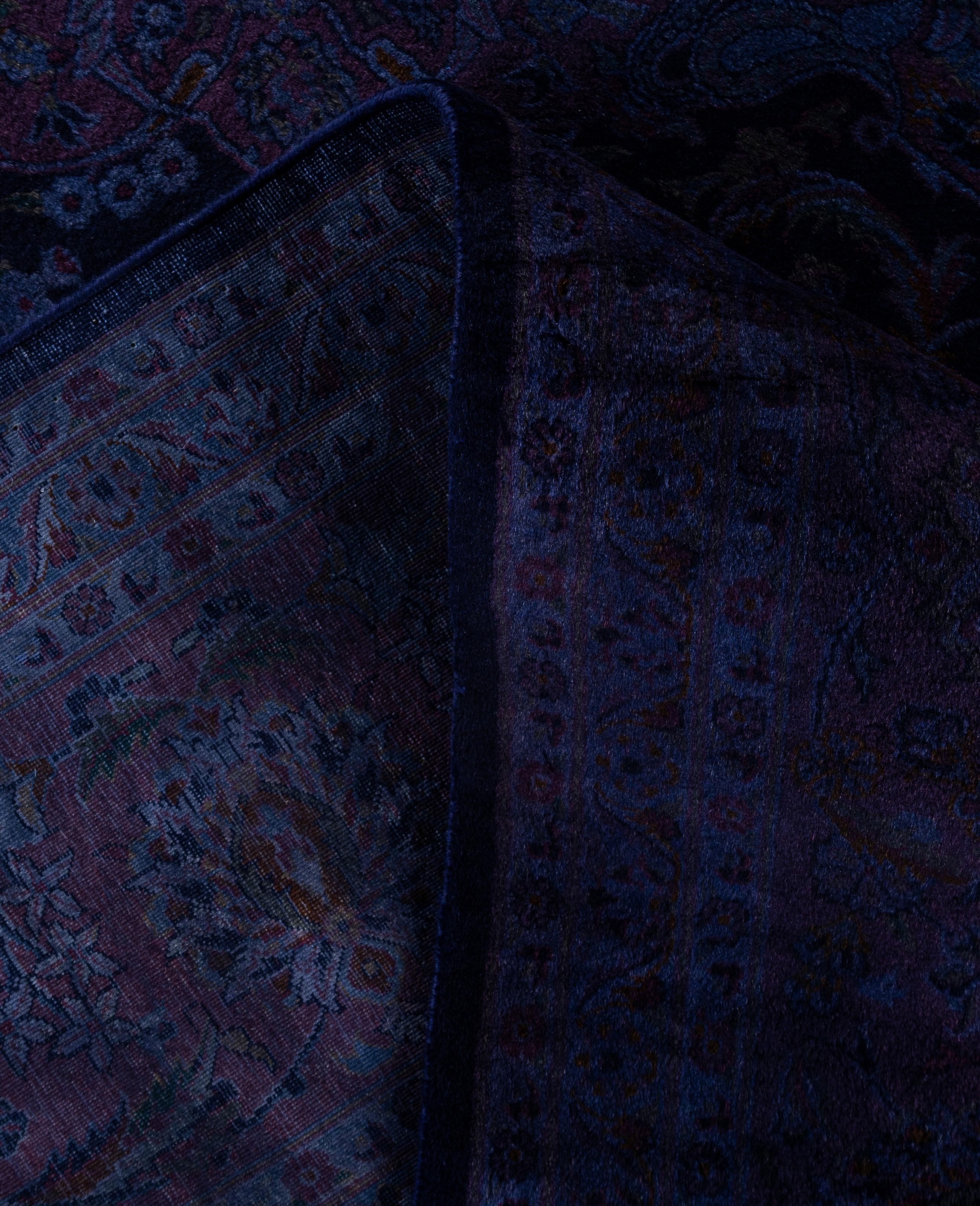 Contemporary Overdyed One-of-a-Kind Wool Purple Area Rug 10' 0
