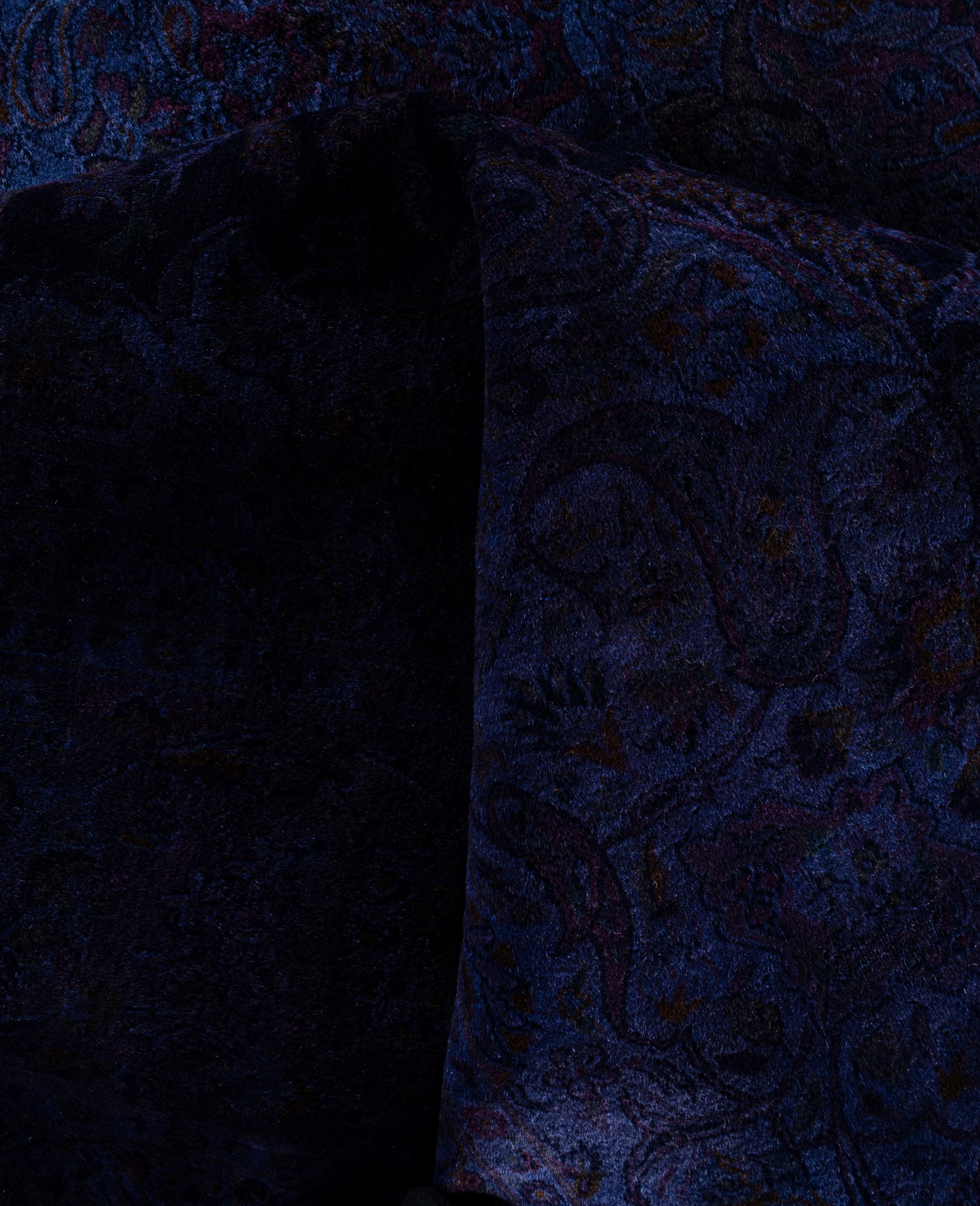 Overdyed One-of-a-Kind Wool Purple Area Rug 10' 0