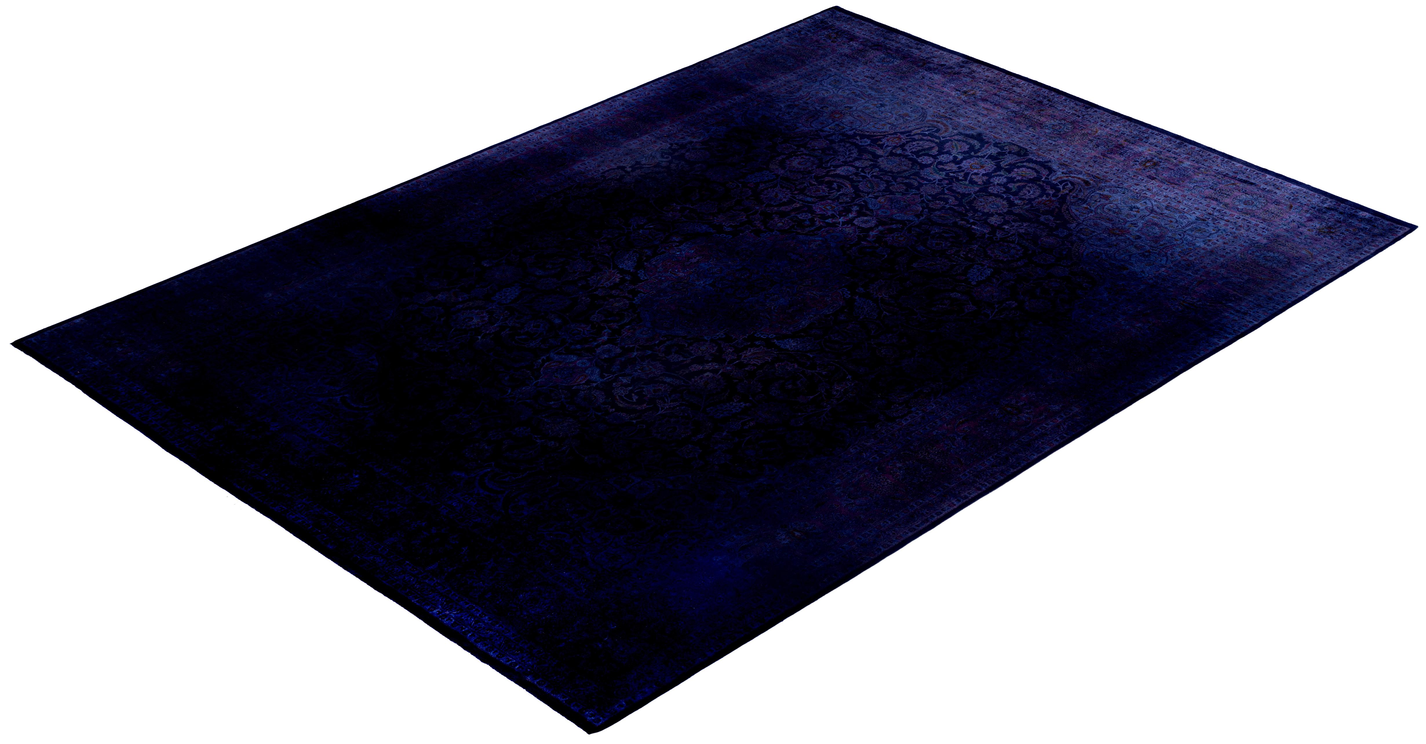 Overdyed One-of-a-Kind Wool Purple Area Rug 10' 0