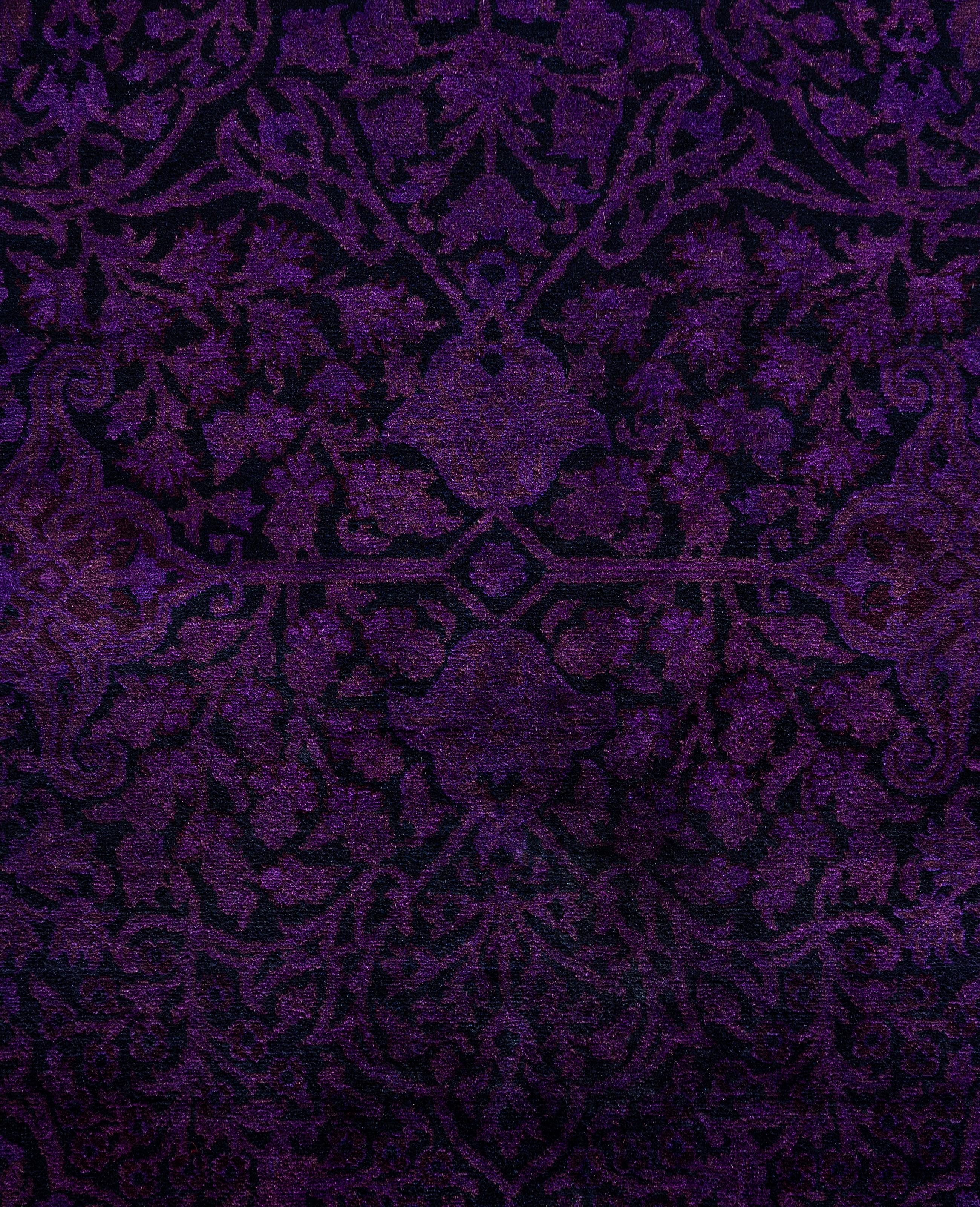 Pakistano Tappeto per l'area viola in lana Overdyed One of a-Kind 10' 0