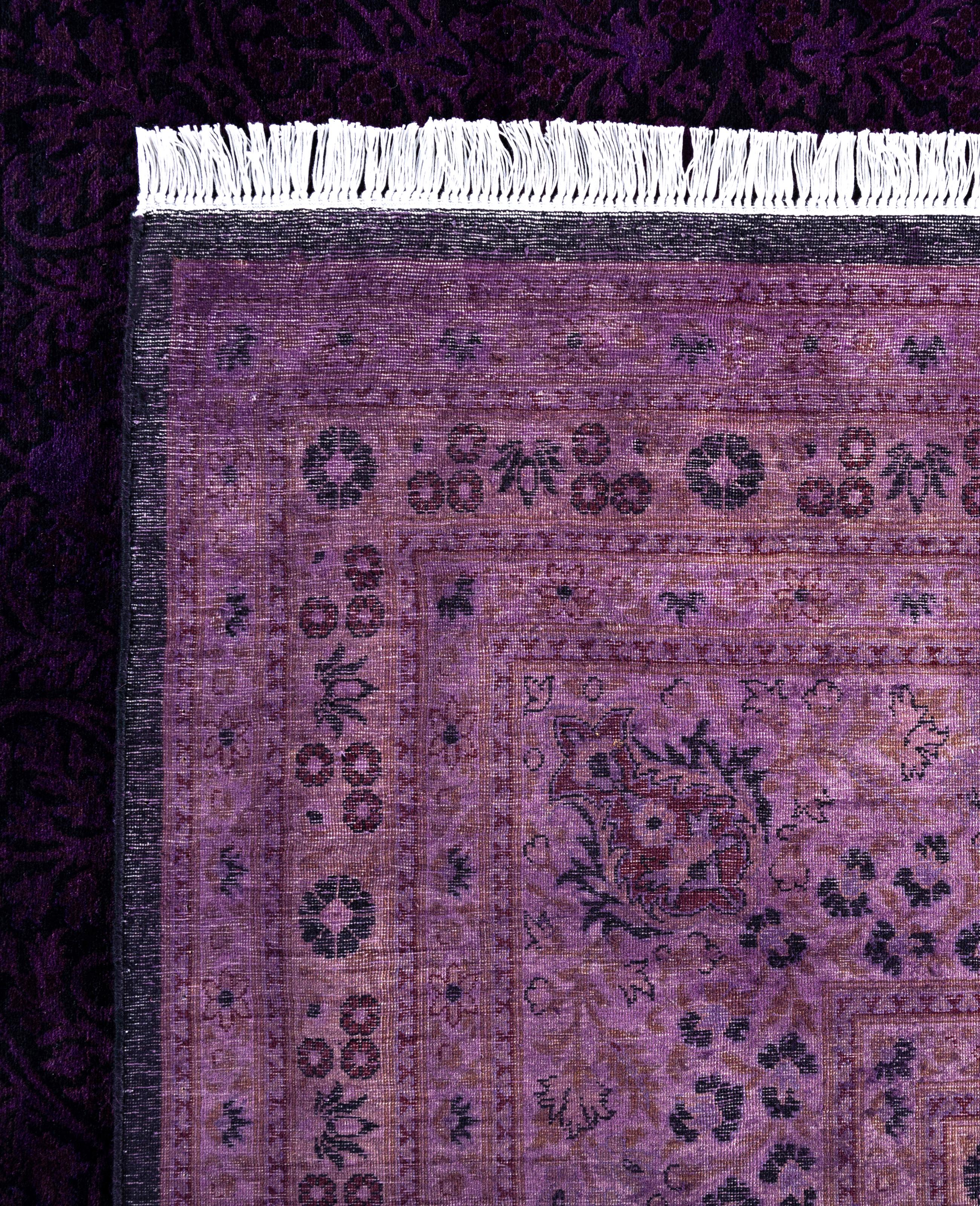 Tappeto per l'area viola in lana Overdyed One of a-Kind 10' 0