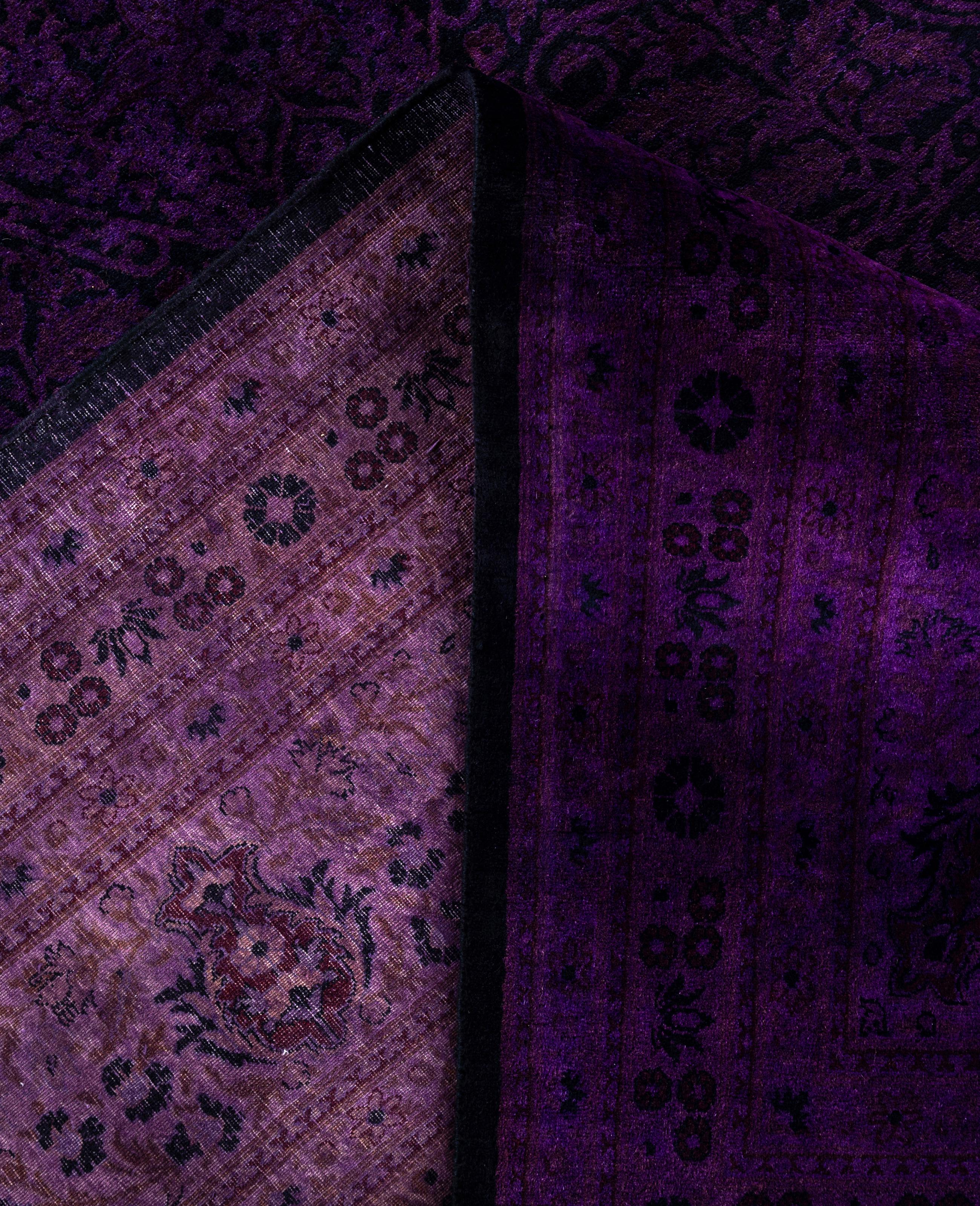XXI secolo e contemporaneo Tappeto per l'area viola in lana Overdyed One of a-Kind 10' 0
