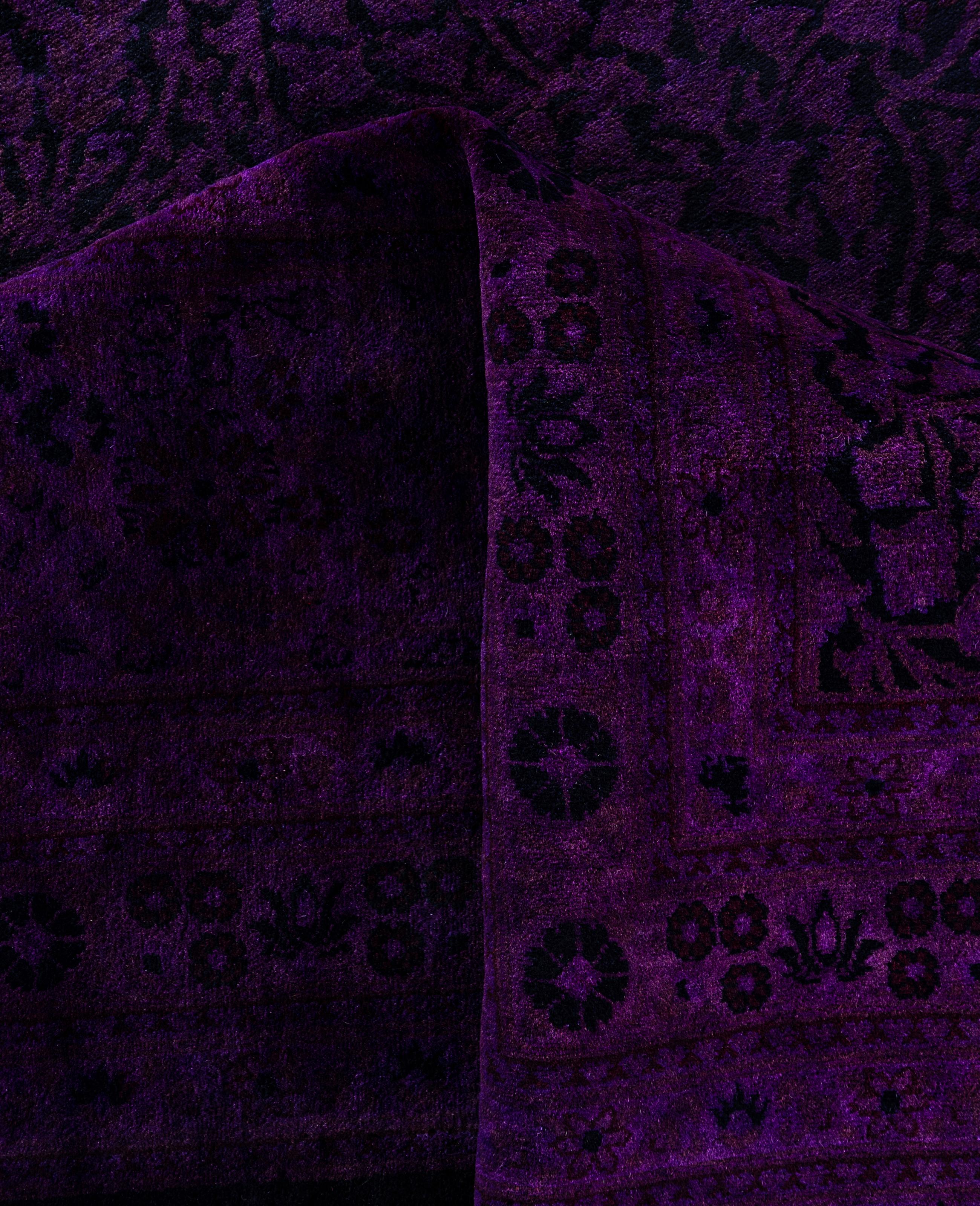 Lana Tappeto per l'area viola in lana Overdyed One of a-Kind 10' 0