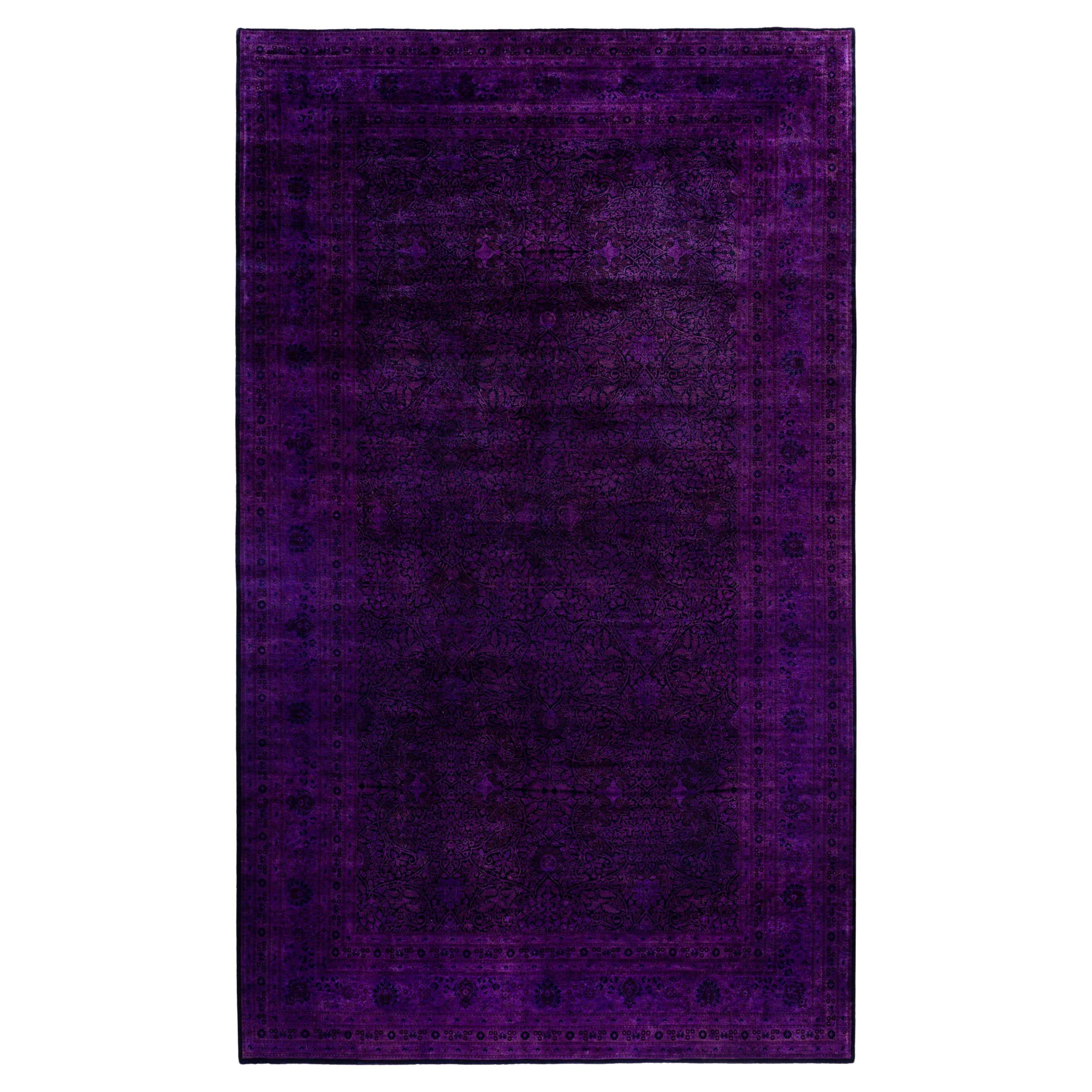 Tappeto per l'area viola in lana Overdyed One of a-Kind 10' 0" x 16' 10"