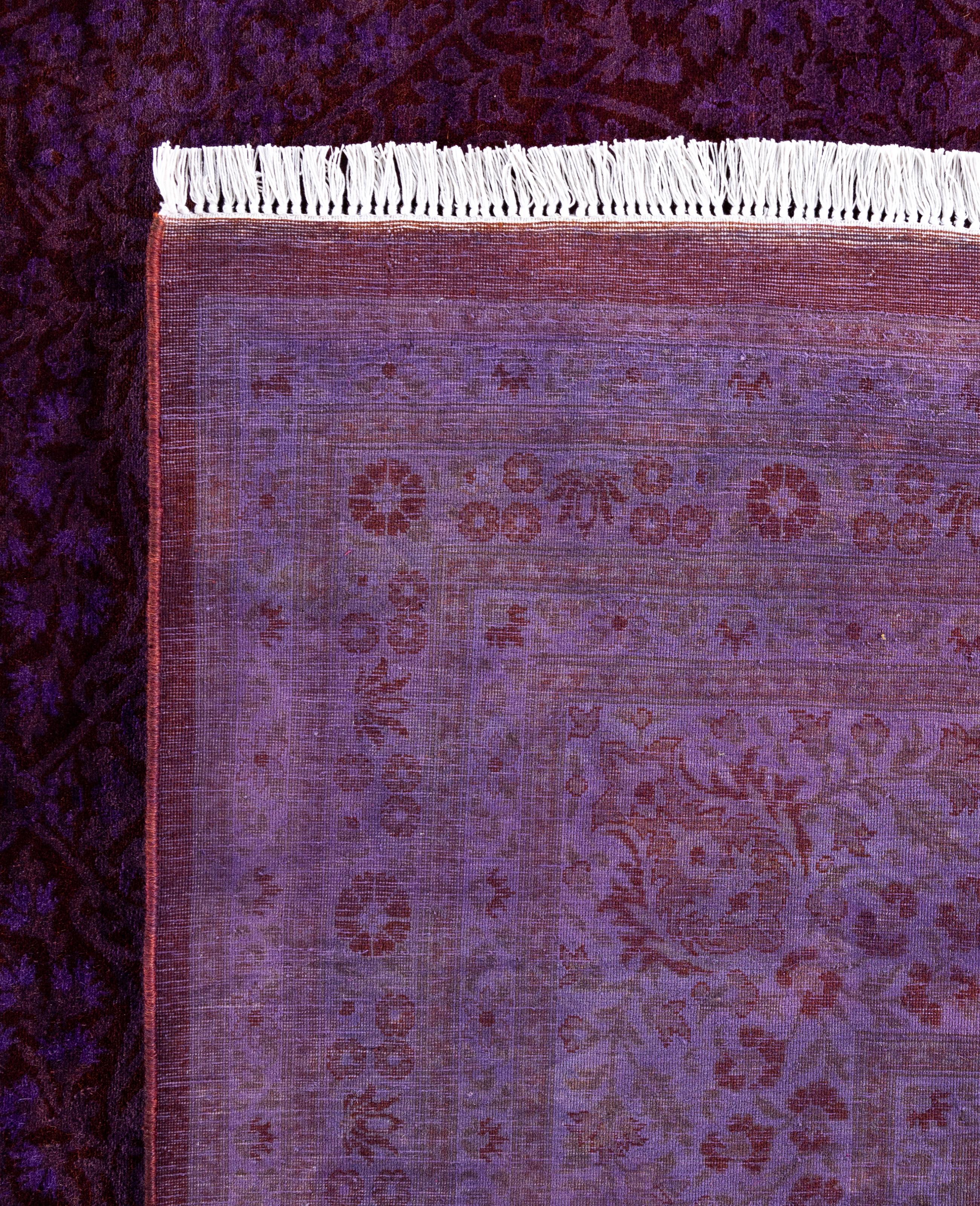 Tappeto per l'area viola in lana Overdyed one-of-a-Kind 10' 2