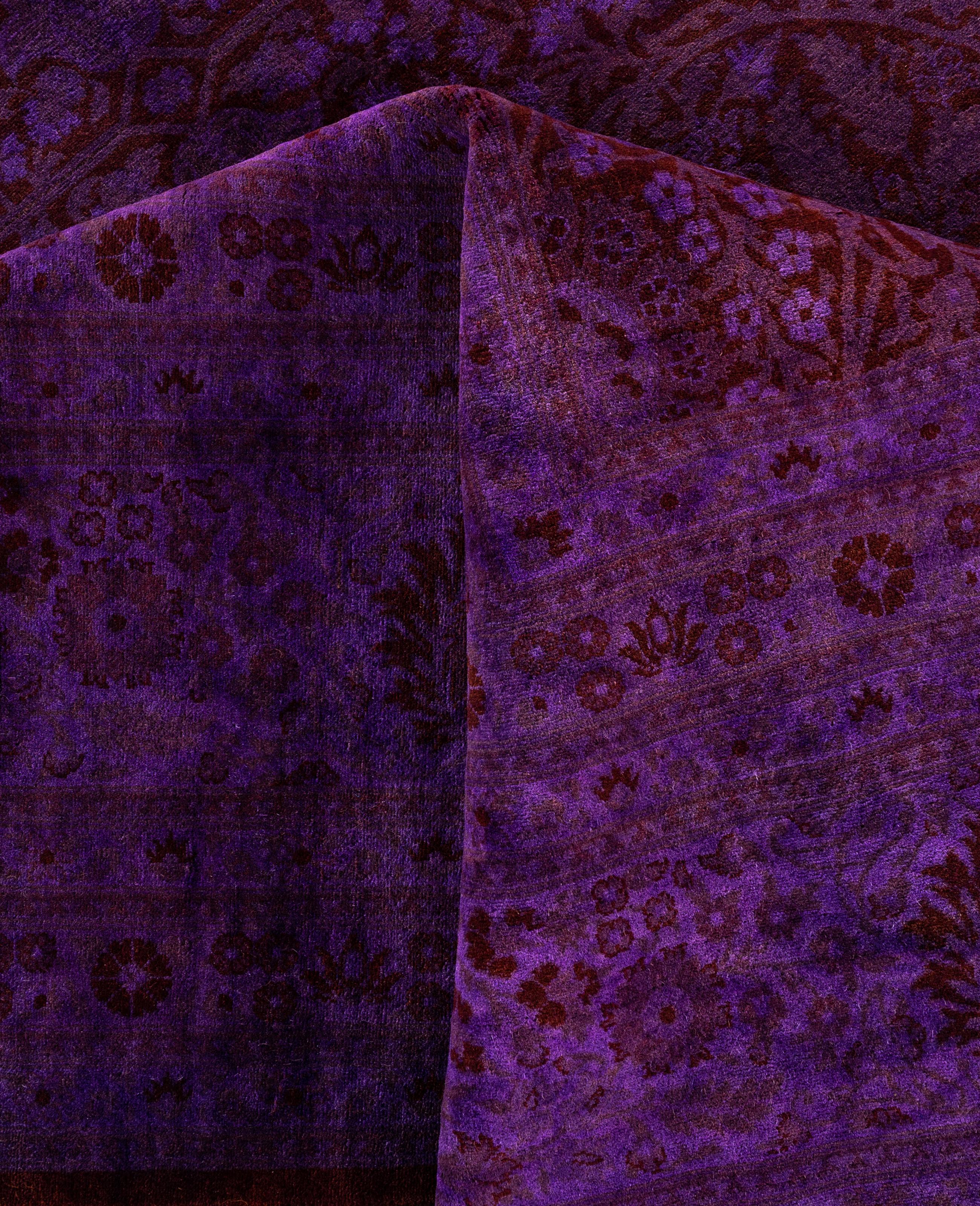 Lana Tappeto per l'area viola in lana Overdyed one-of-a-Kind 10' 2
