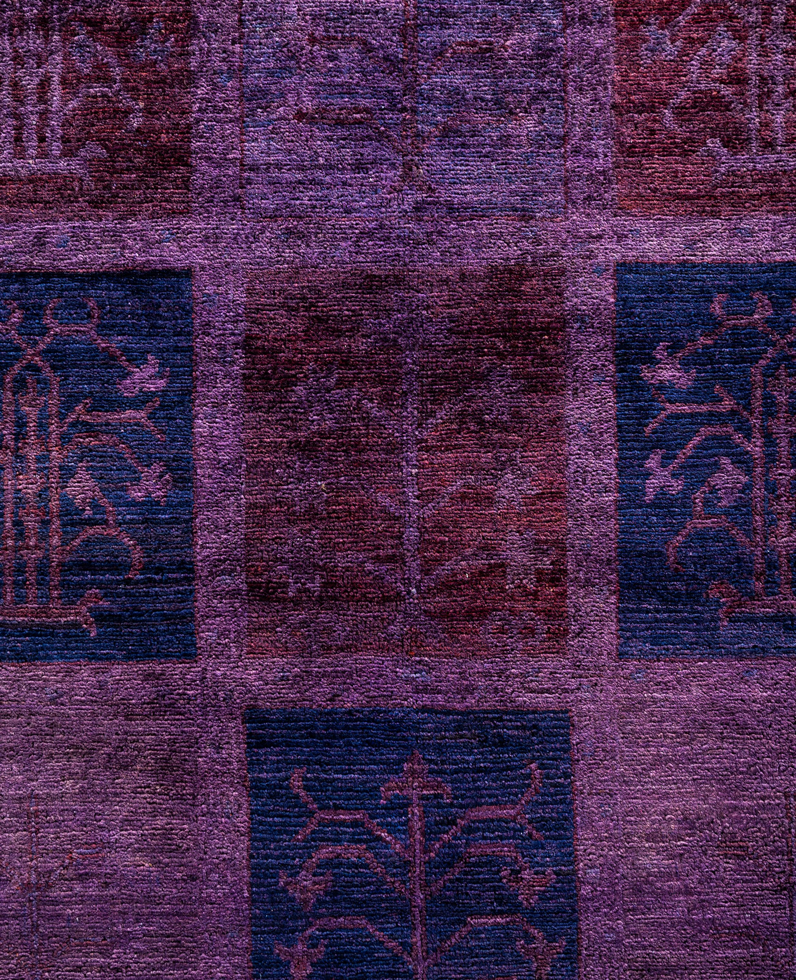 Pakistano Tappeto per l'area viola in lana Overdyed One of a-Kind 12' 0