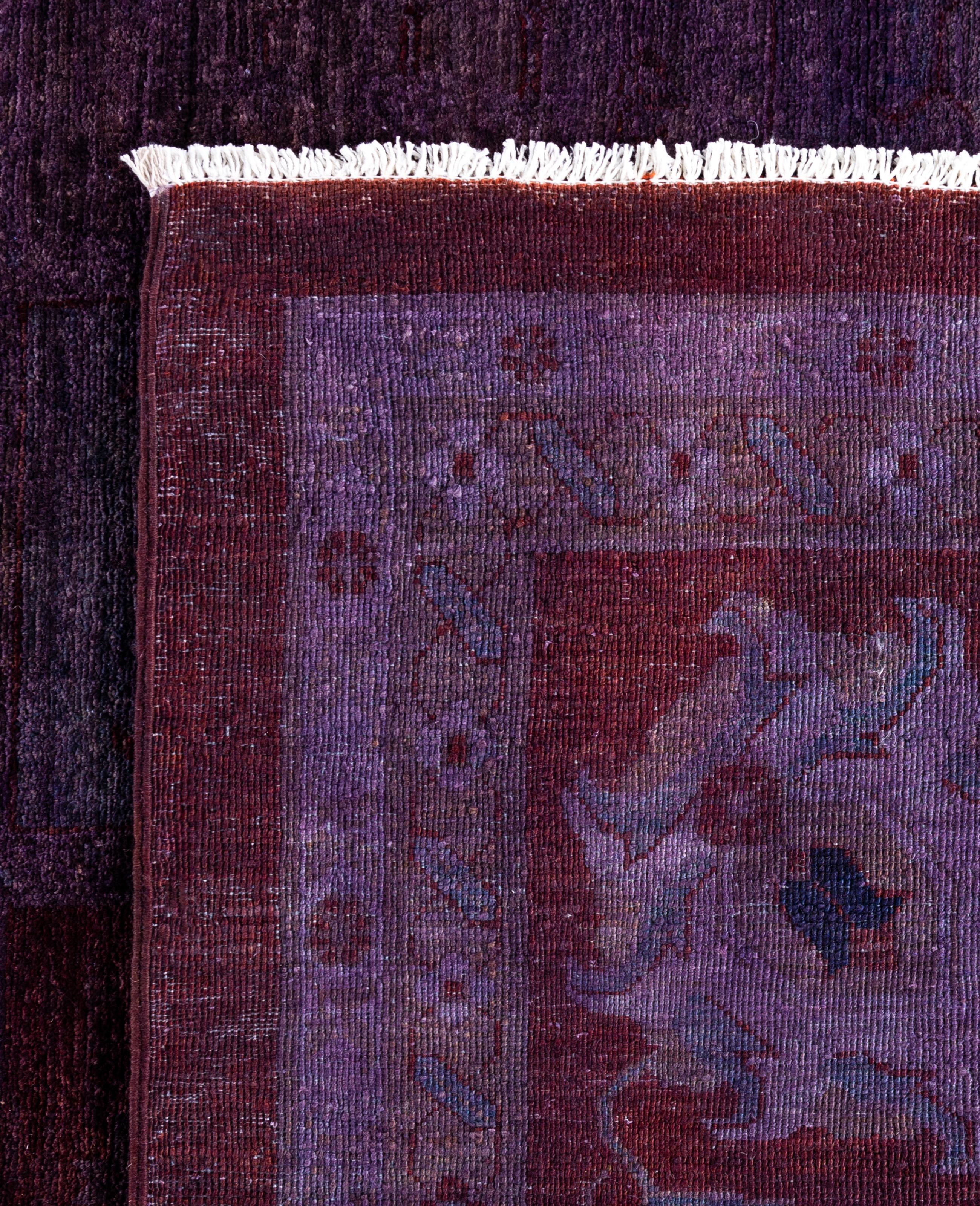 Tappeto per l'area viola in lana Overdyed One of a-Kind 12' 0