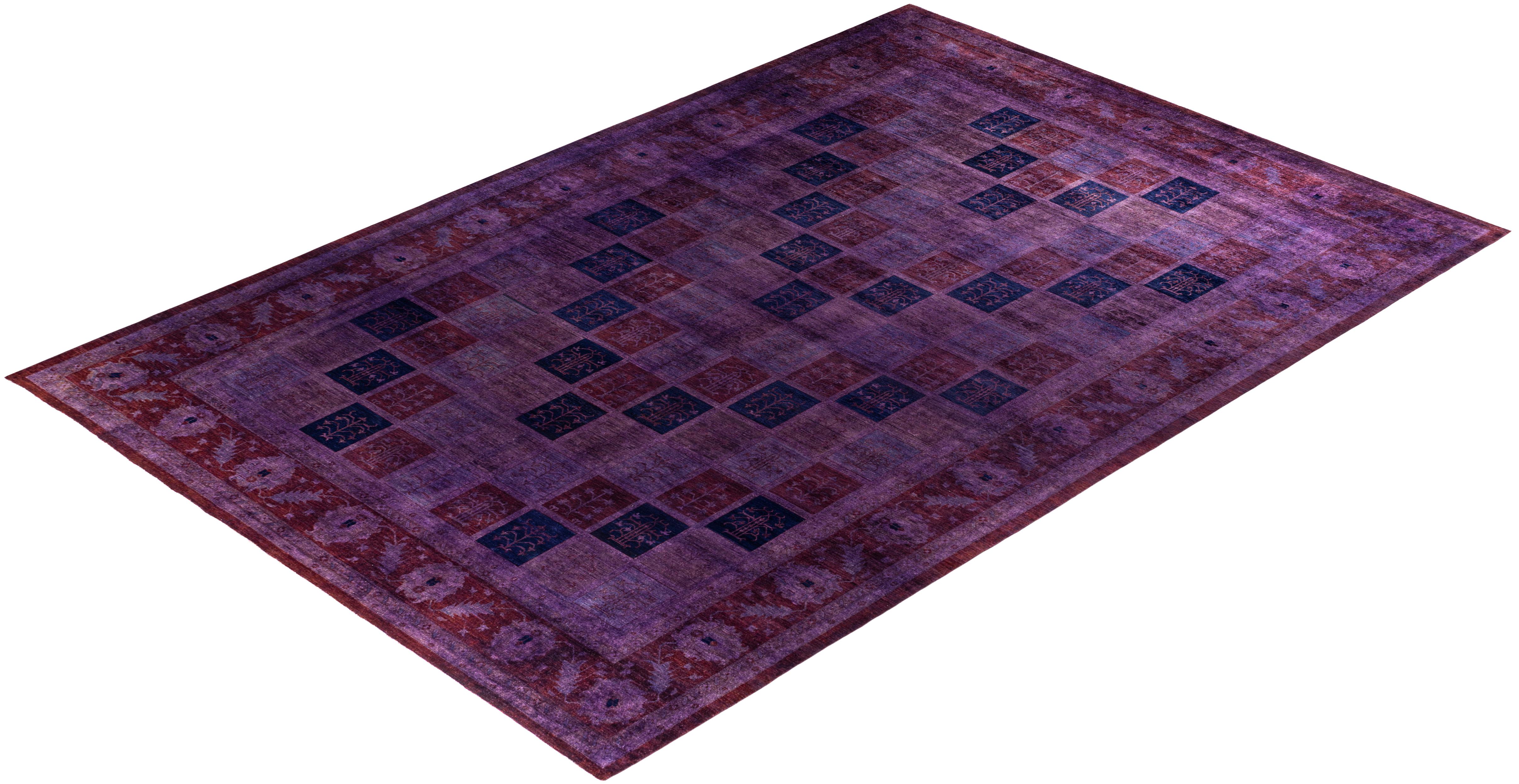 Tappeto per l'area viola in lana Overdyed One of a-Kind 12' 0
