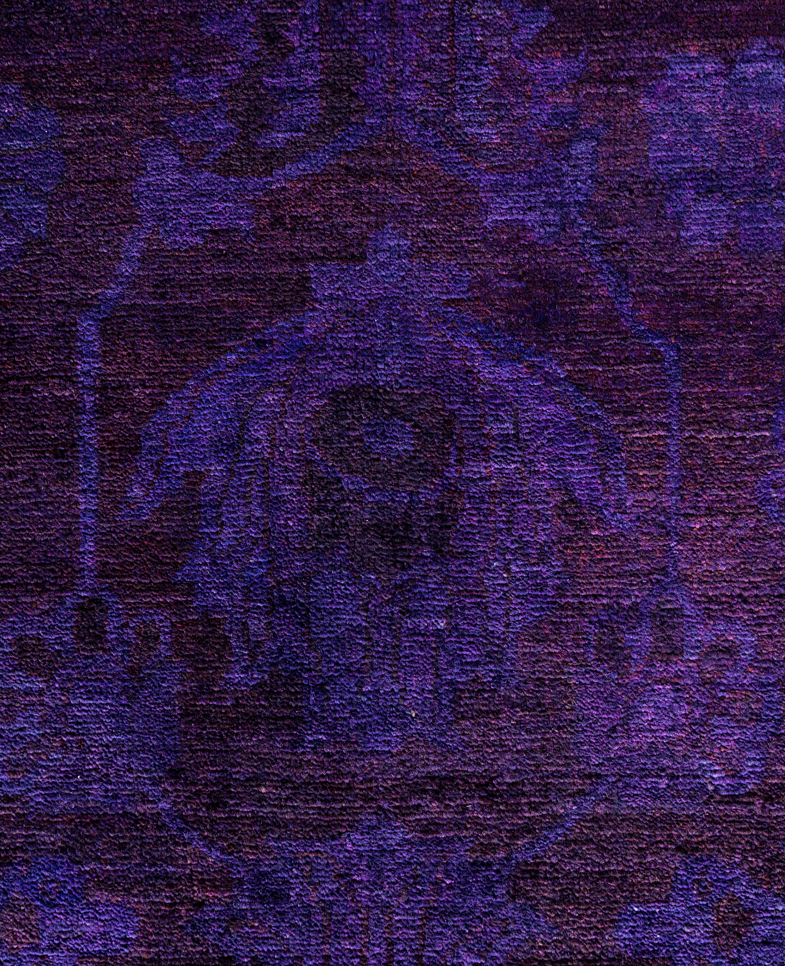 Overdyed One-of-a-Kind Wolle lila Bereich Teppich 12' 0