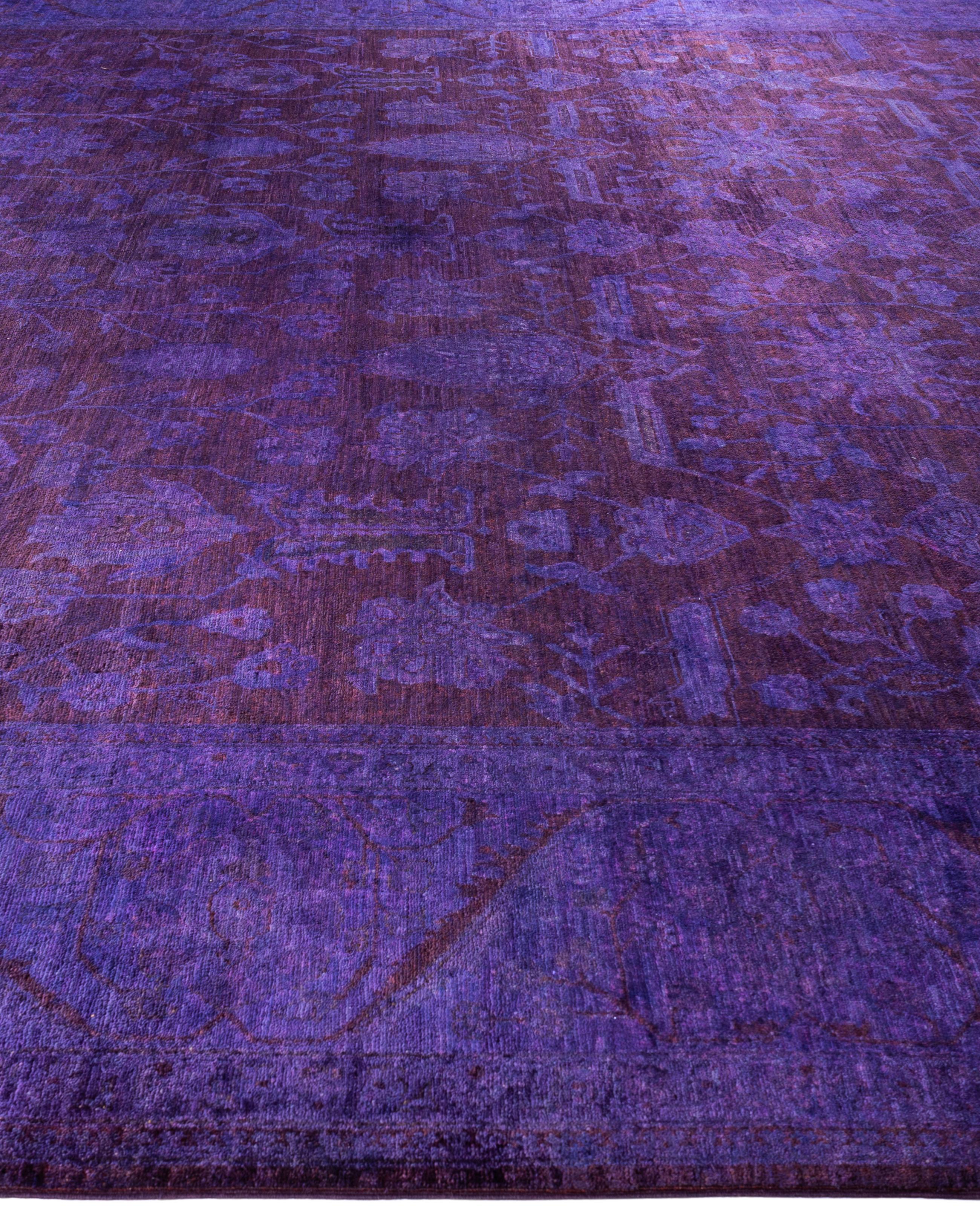 Overdyed One-of-a-Kind Wolle lila Bereich Teppich 12' 0