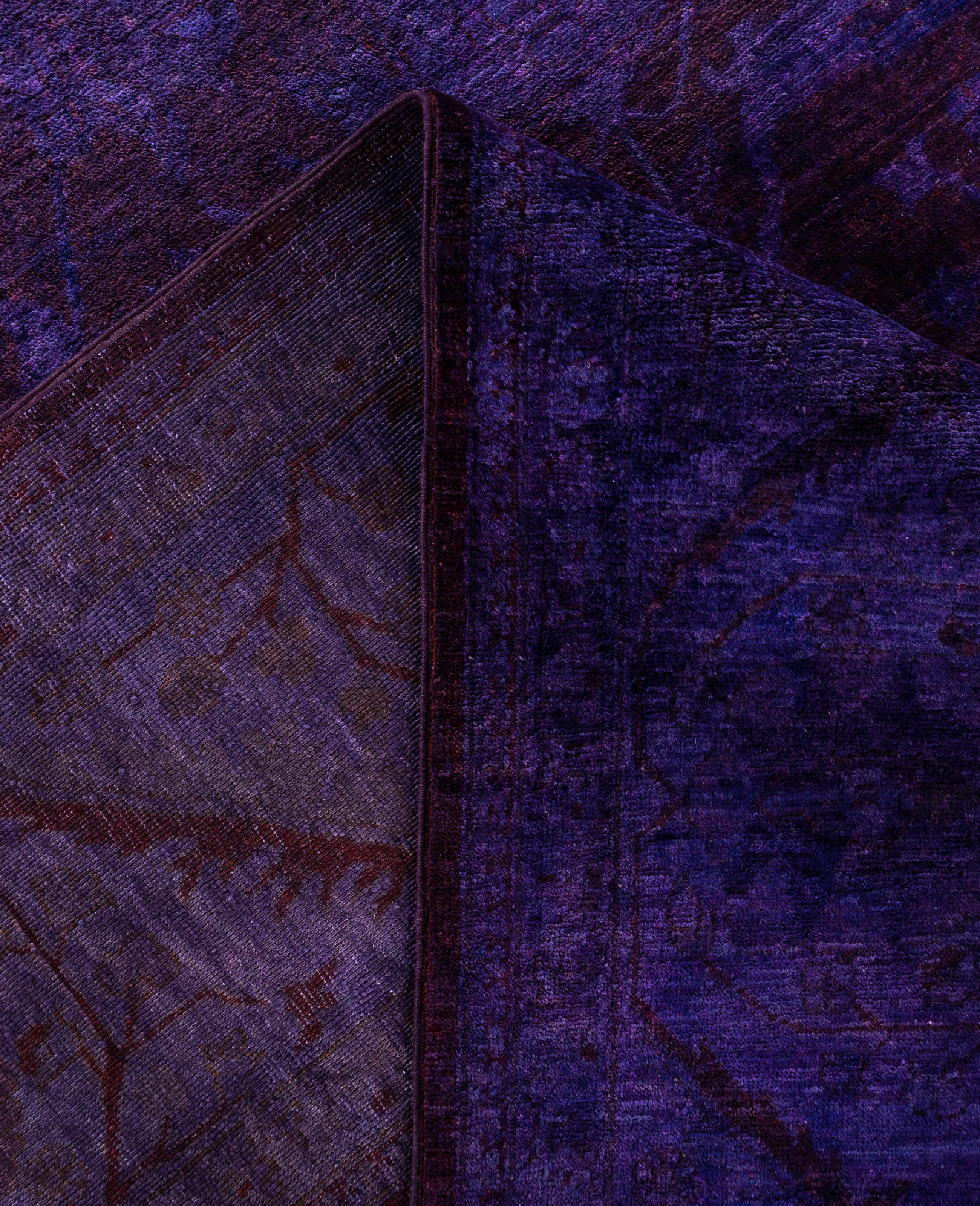 Overdyed One-of-a-Kind Wolle lila Bereich Teppich 12' 0