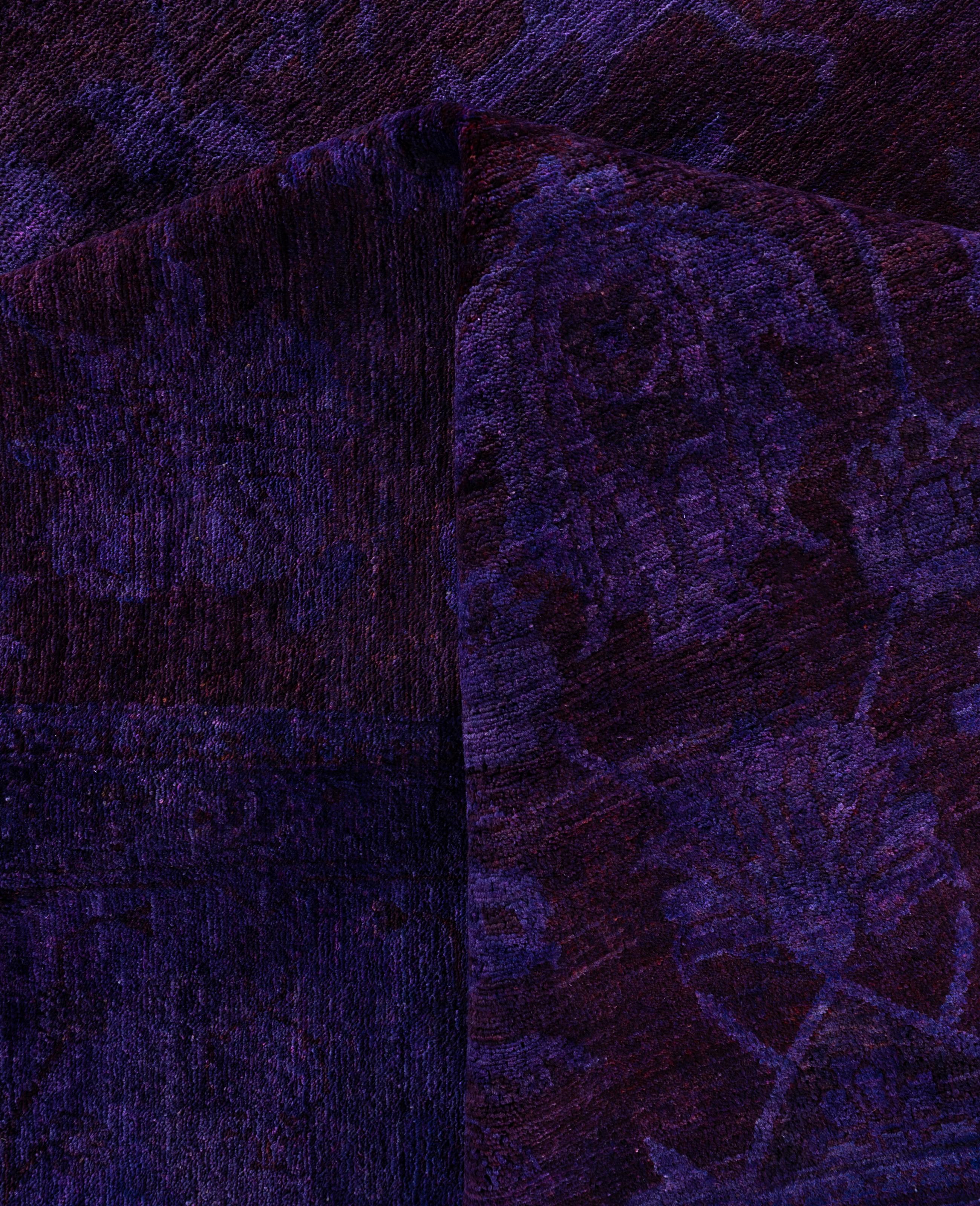 Overdyed One-of-a-Kind Wolle lila Bereich Teppich 12' 0