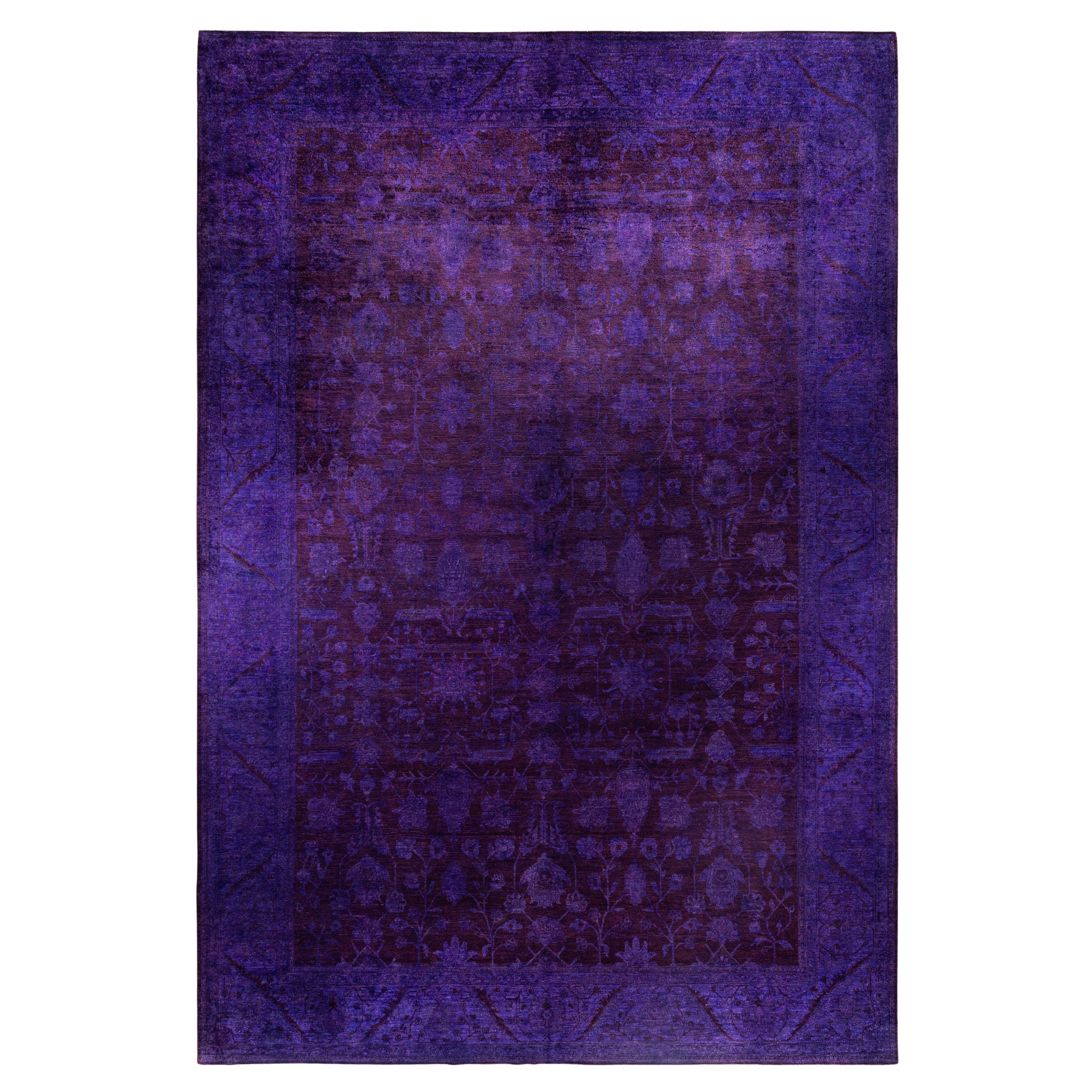 Overdyed One-of-a-Kind Wolle lila Bereich Teppich 12' 0" x 17' 9"