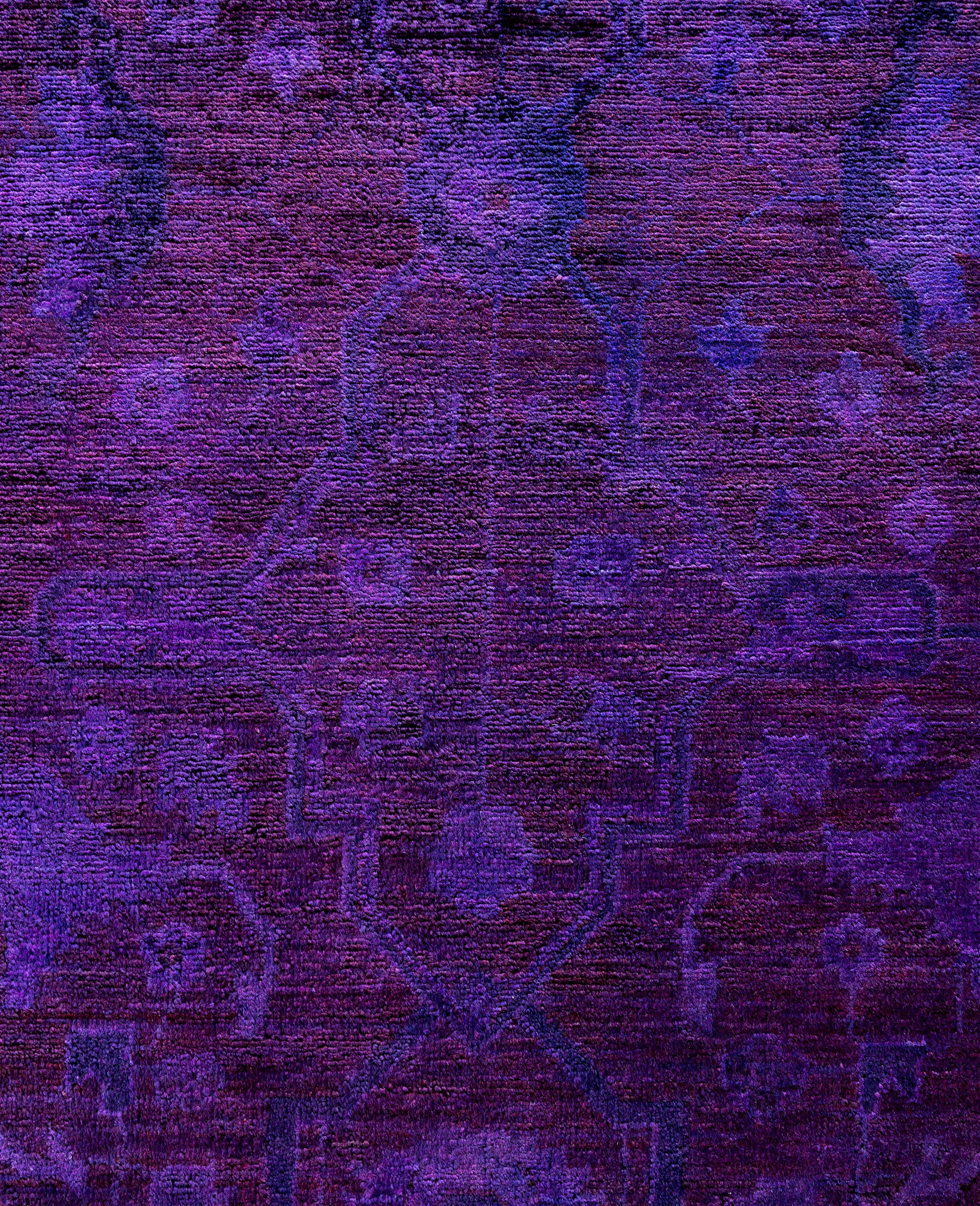 Overdyed One-of-a-Kind Wolle lila Bereich Teppich 12' 2