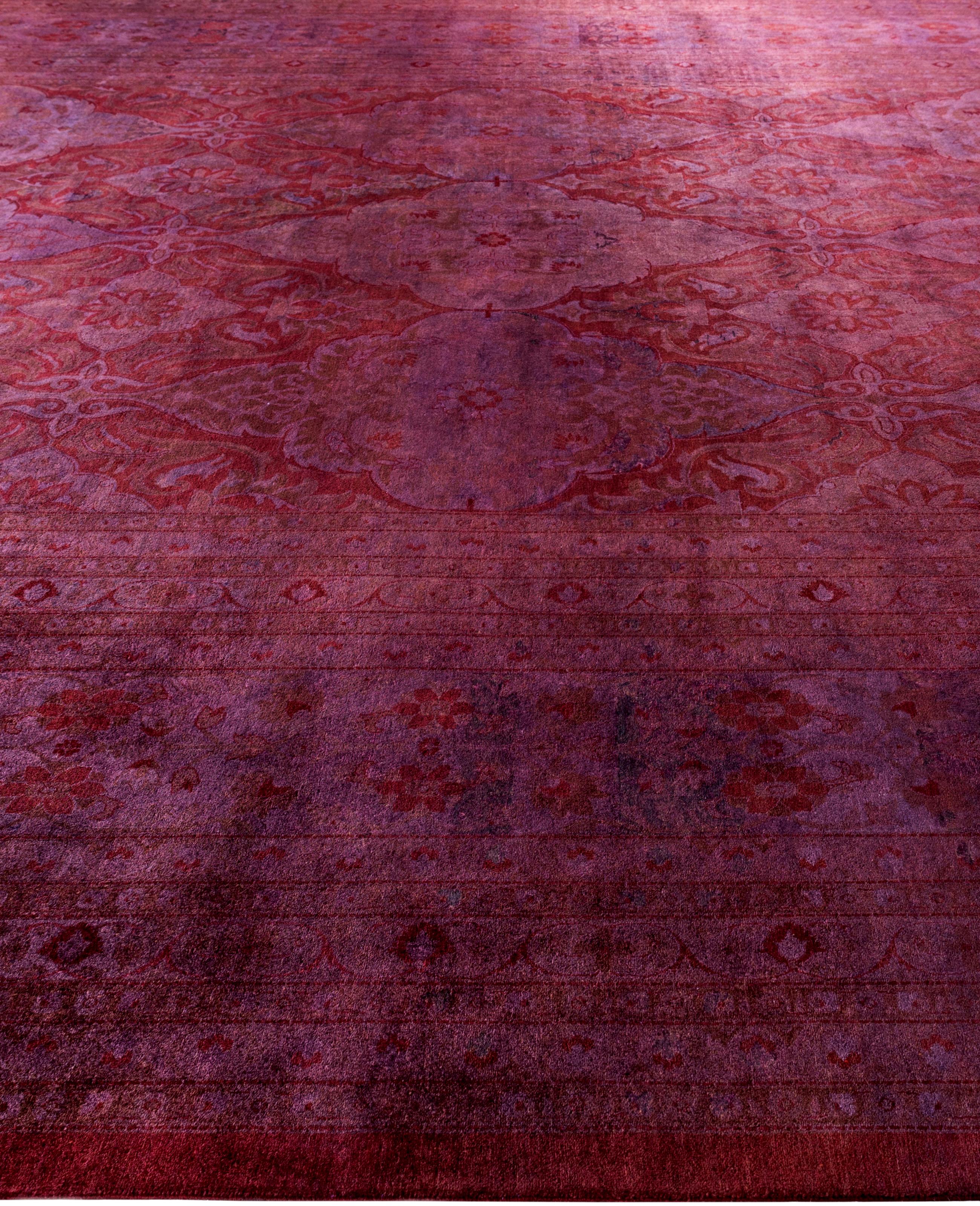Alfombra de lana Overdyed Única en su género Púrpura 12' 2