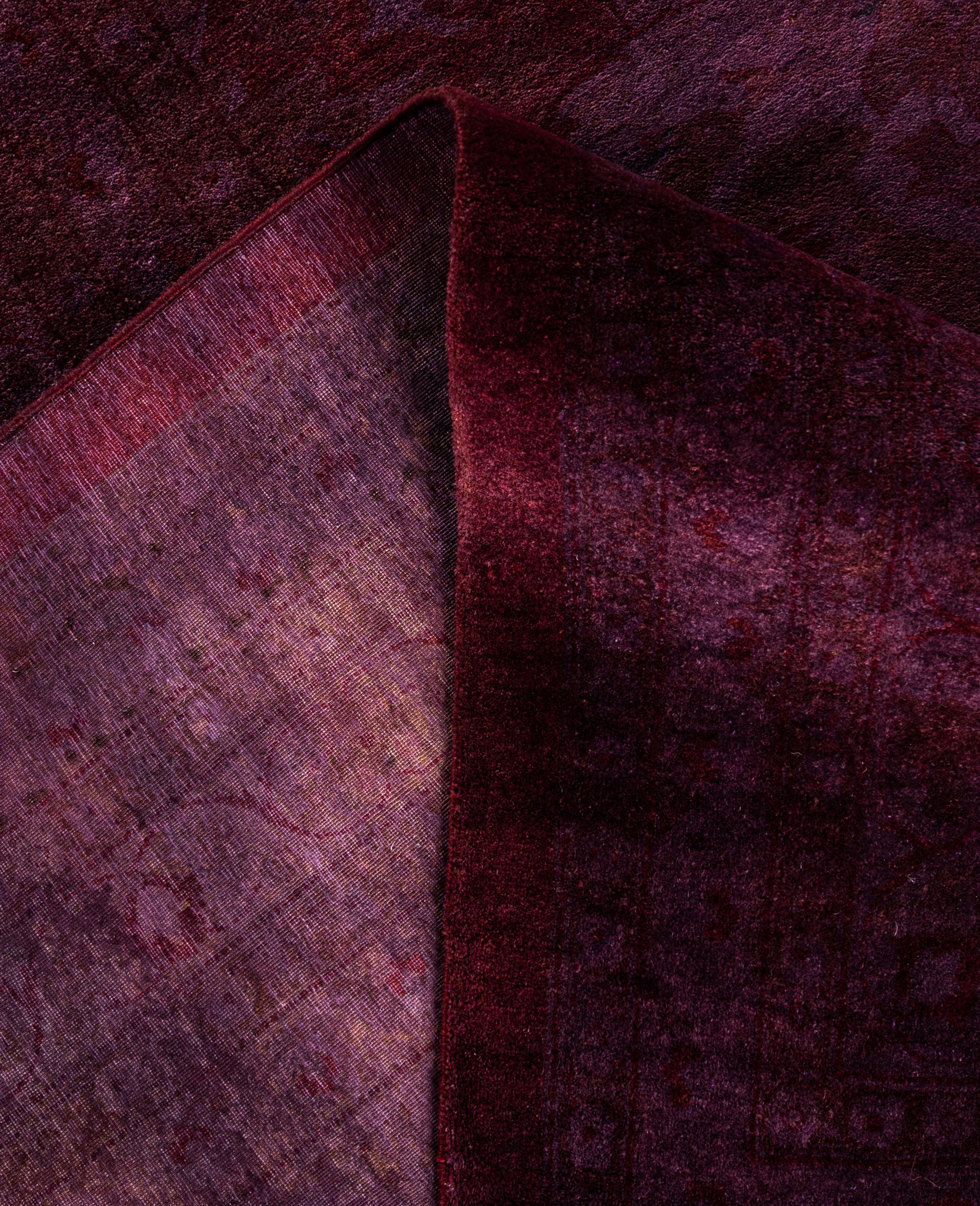 Alfombra de lana Overdyed Única en su género Púrpura 12' 2