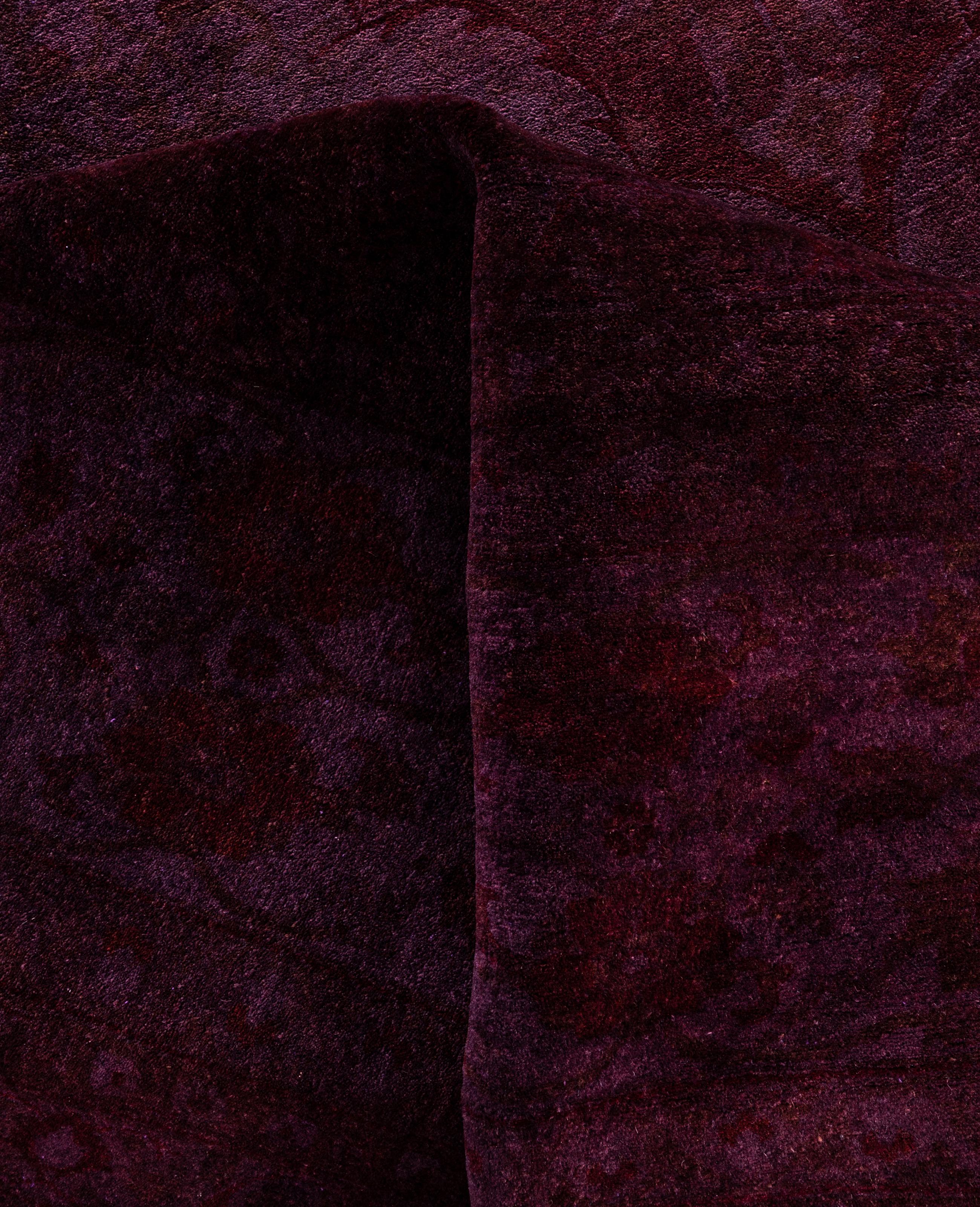 Alfombra de lana Overdyed Única en su género Púrpura 12' 2