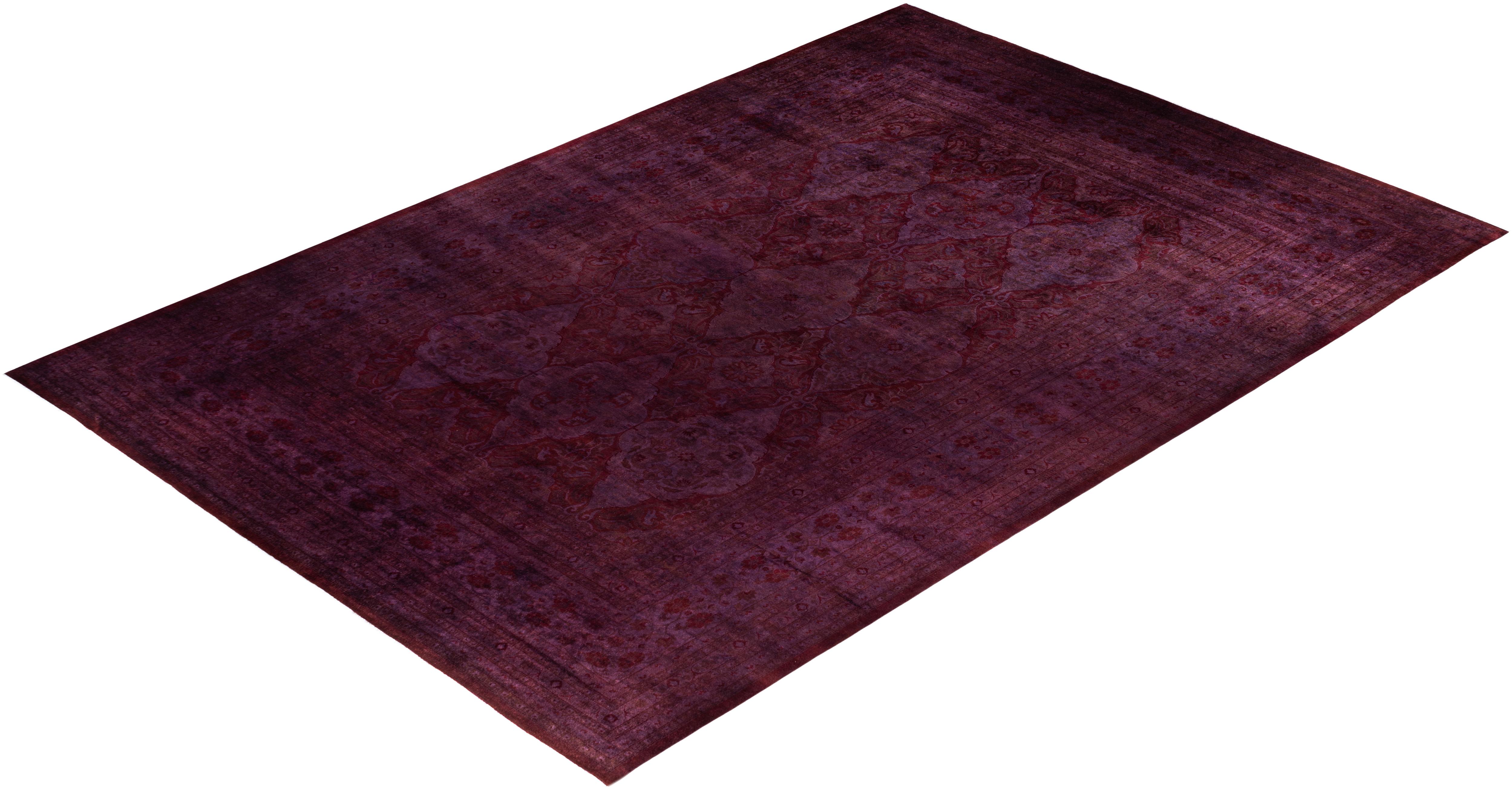Alfombra de lana Overdyed Única en su género Púrpura 12' 2