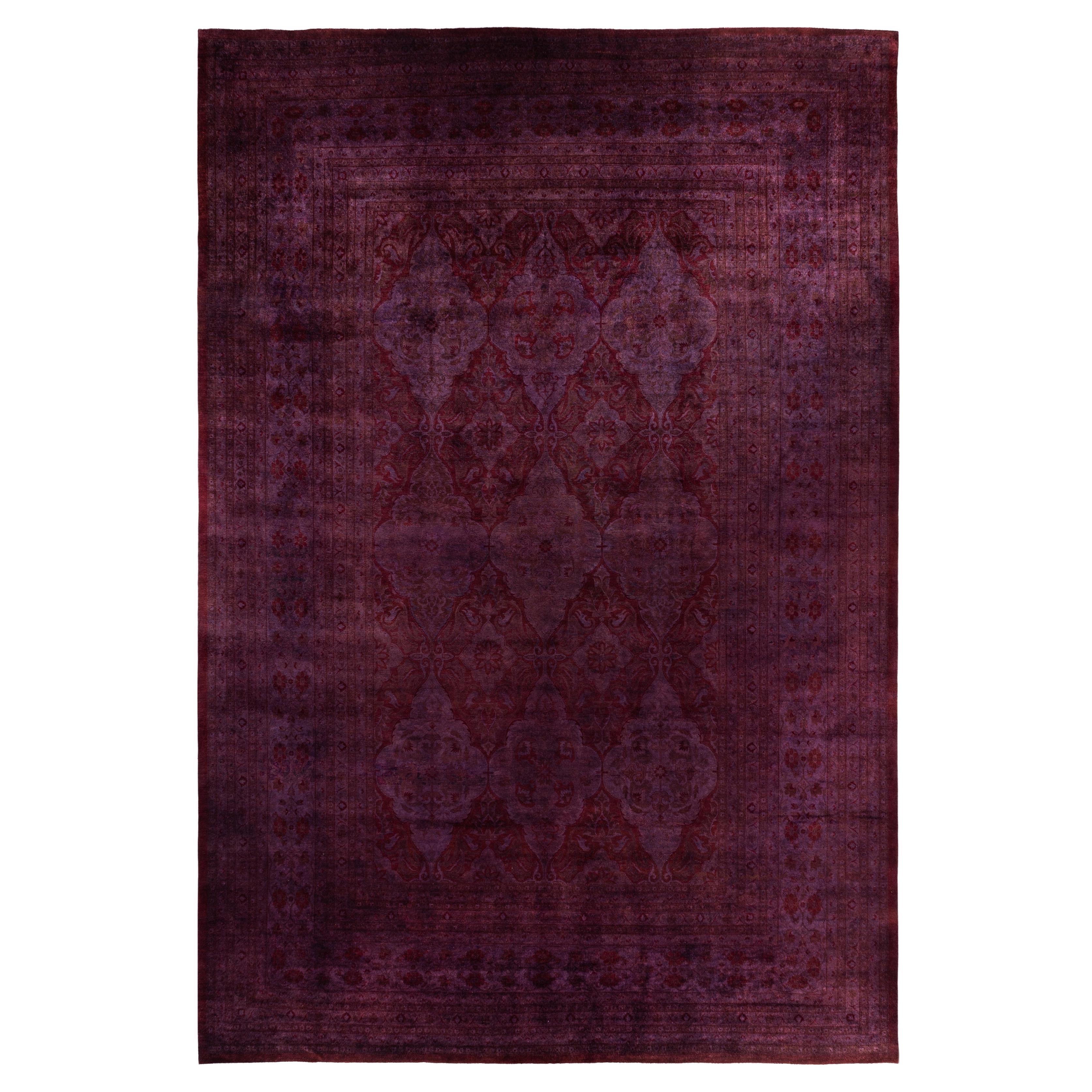 Alfombra de lana Overdyed Única en su género Púrpura 12' 2" x 17' 10"