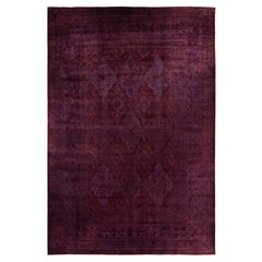 Tappeto per l'area viola in lana Overdyed One of a-Kind 12' 2" x 17' 10"