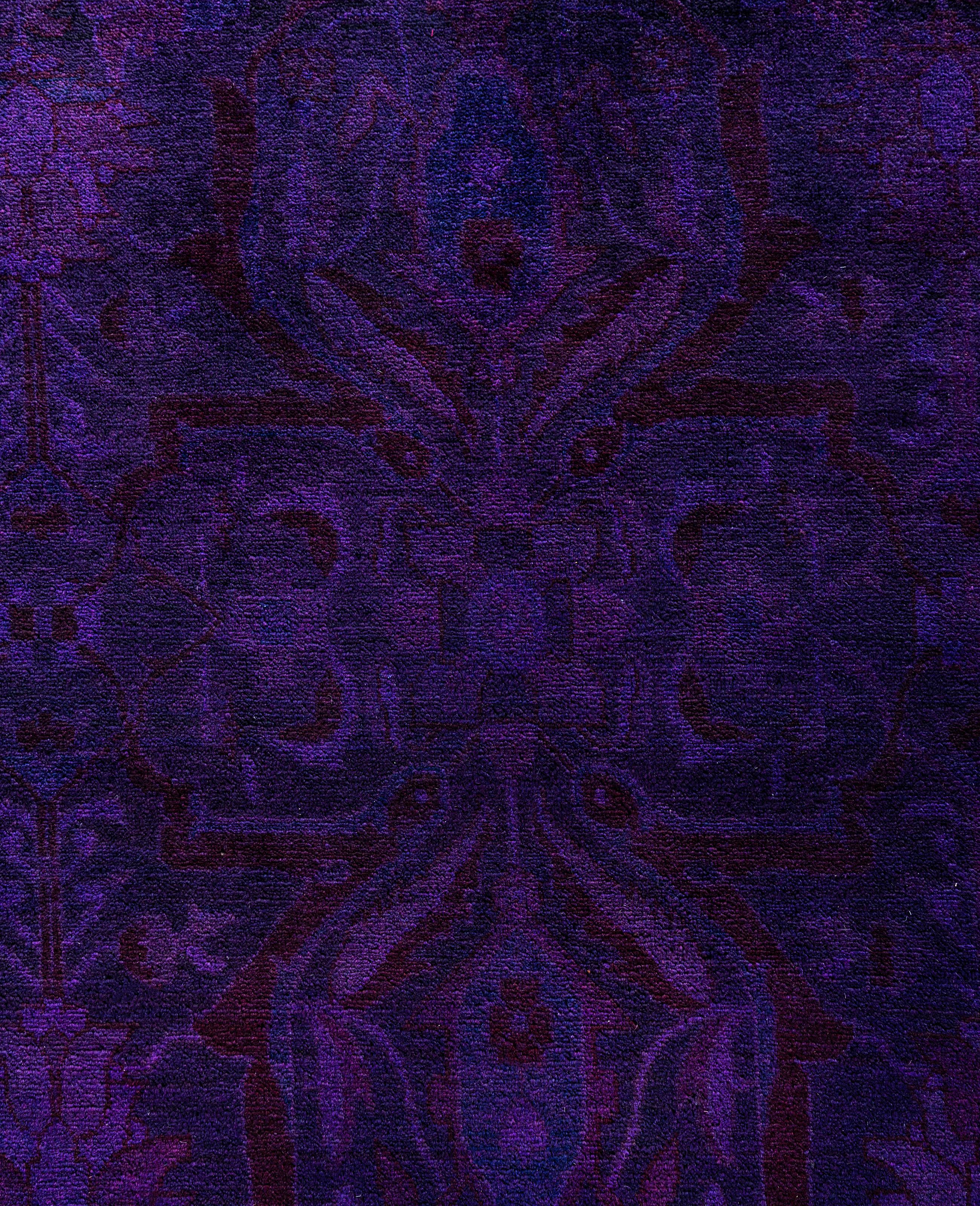 Alfombra de lana Overdyed Única en su género Morado 12' 3