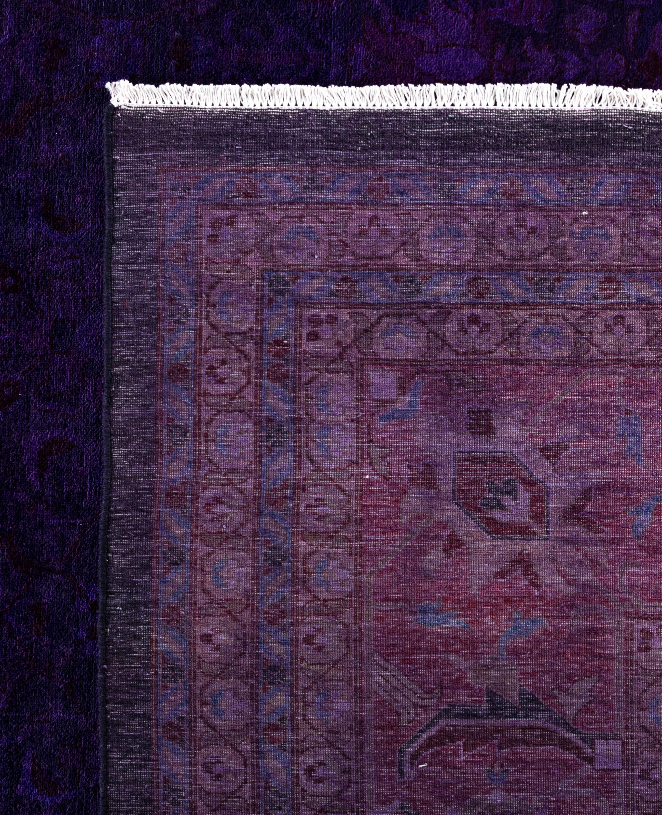 Alfombra de lana Overdyed Única en su género Morado 12' 3
