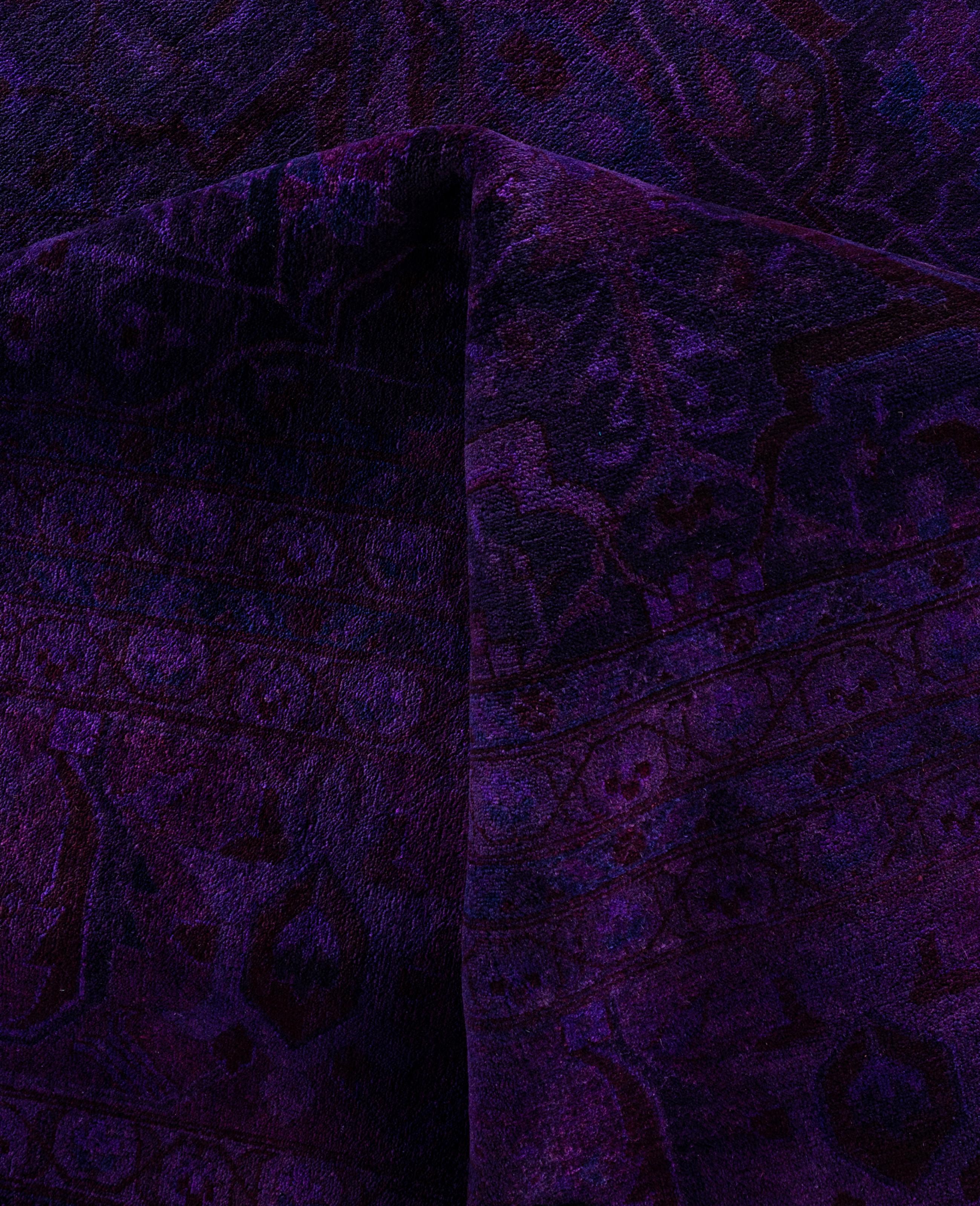 Alfombra de lana Overdyed Única en su género Morado 12' 3