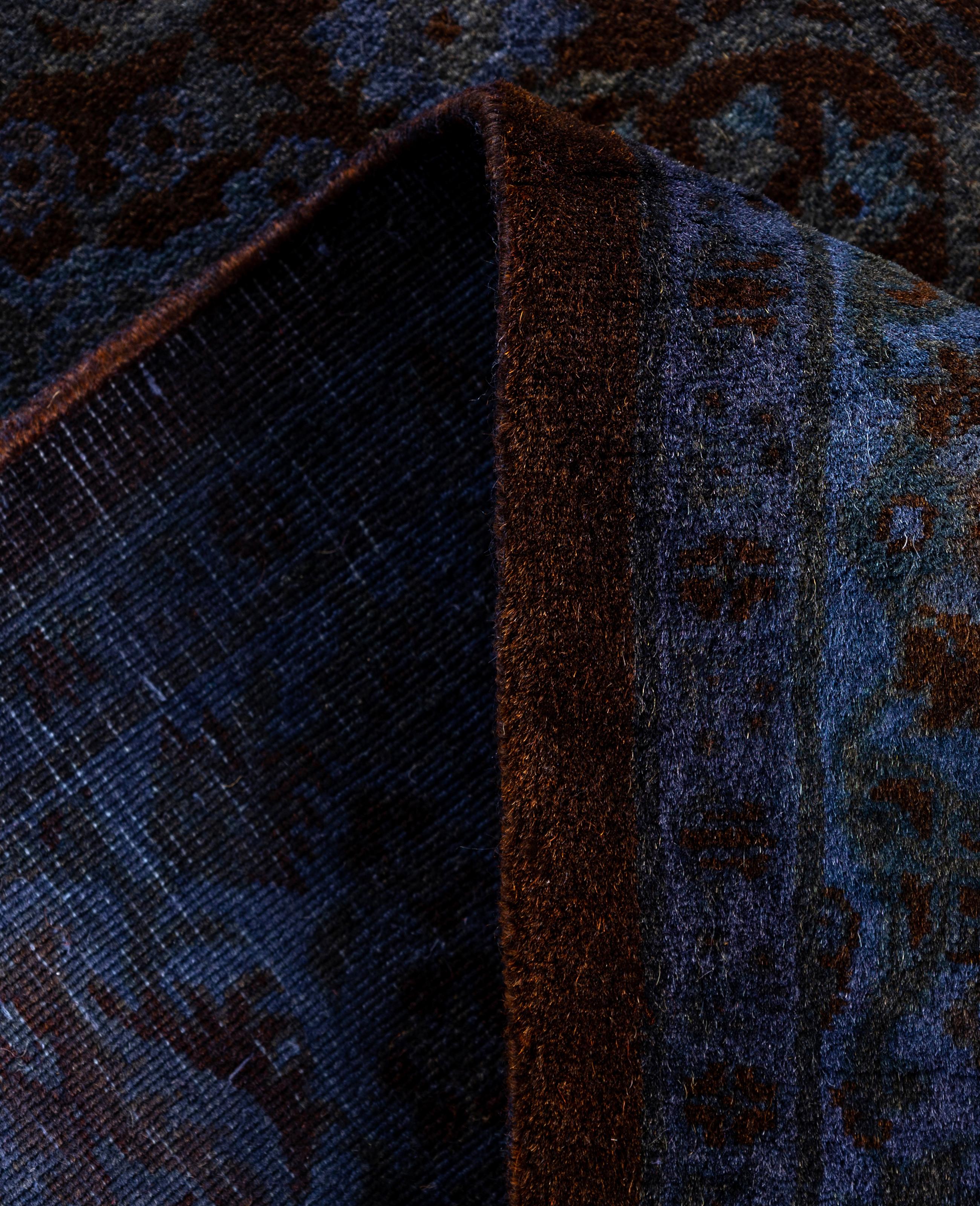 XXI secolo e contemporaneo Tappeto per l'area viola in lana Overdyed One of a-Kind 3' 2