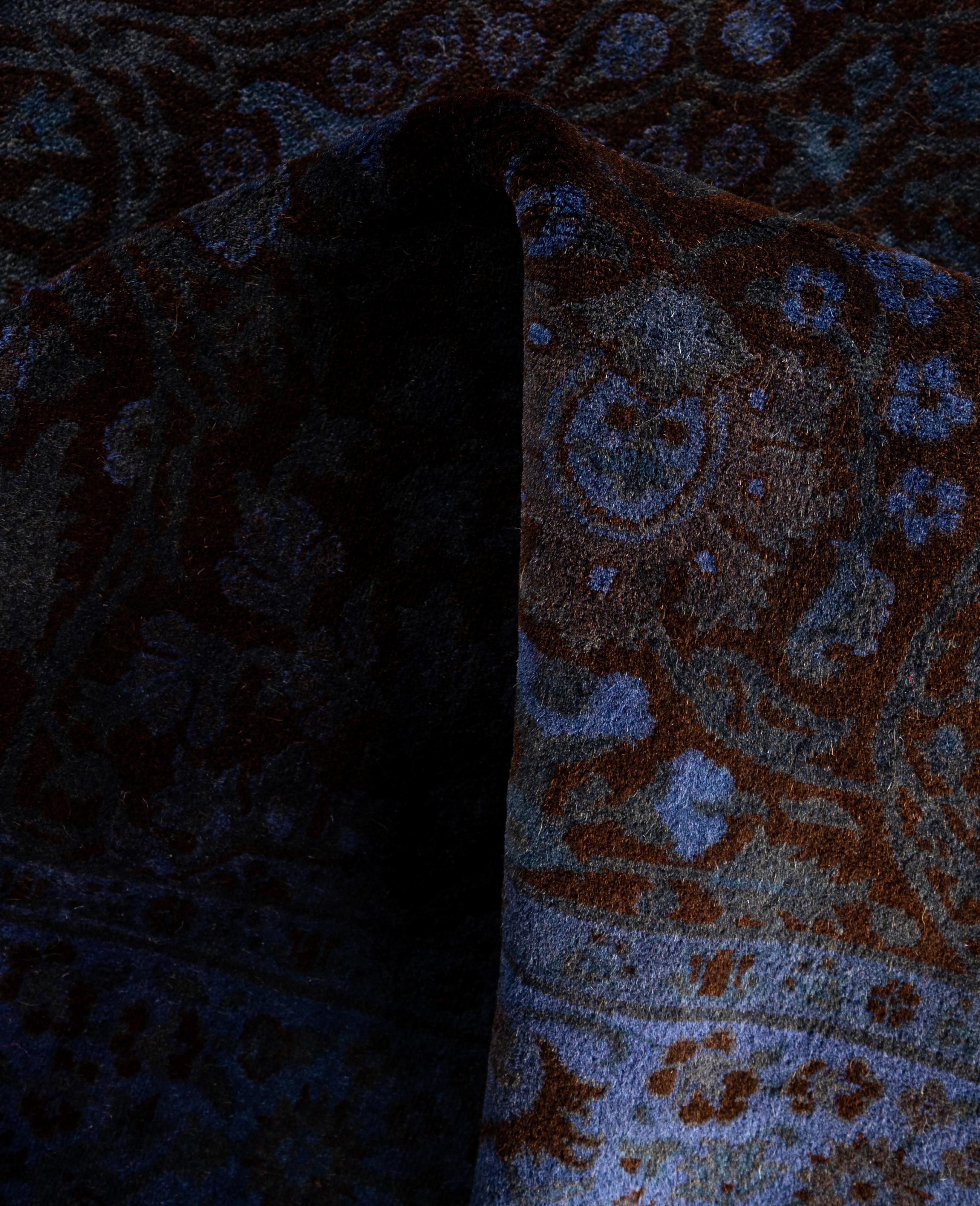 Lana Tappeto per l'area viola in lana Overdyed One of a-Kind 3' 2
