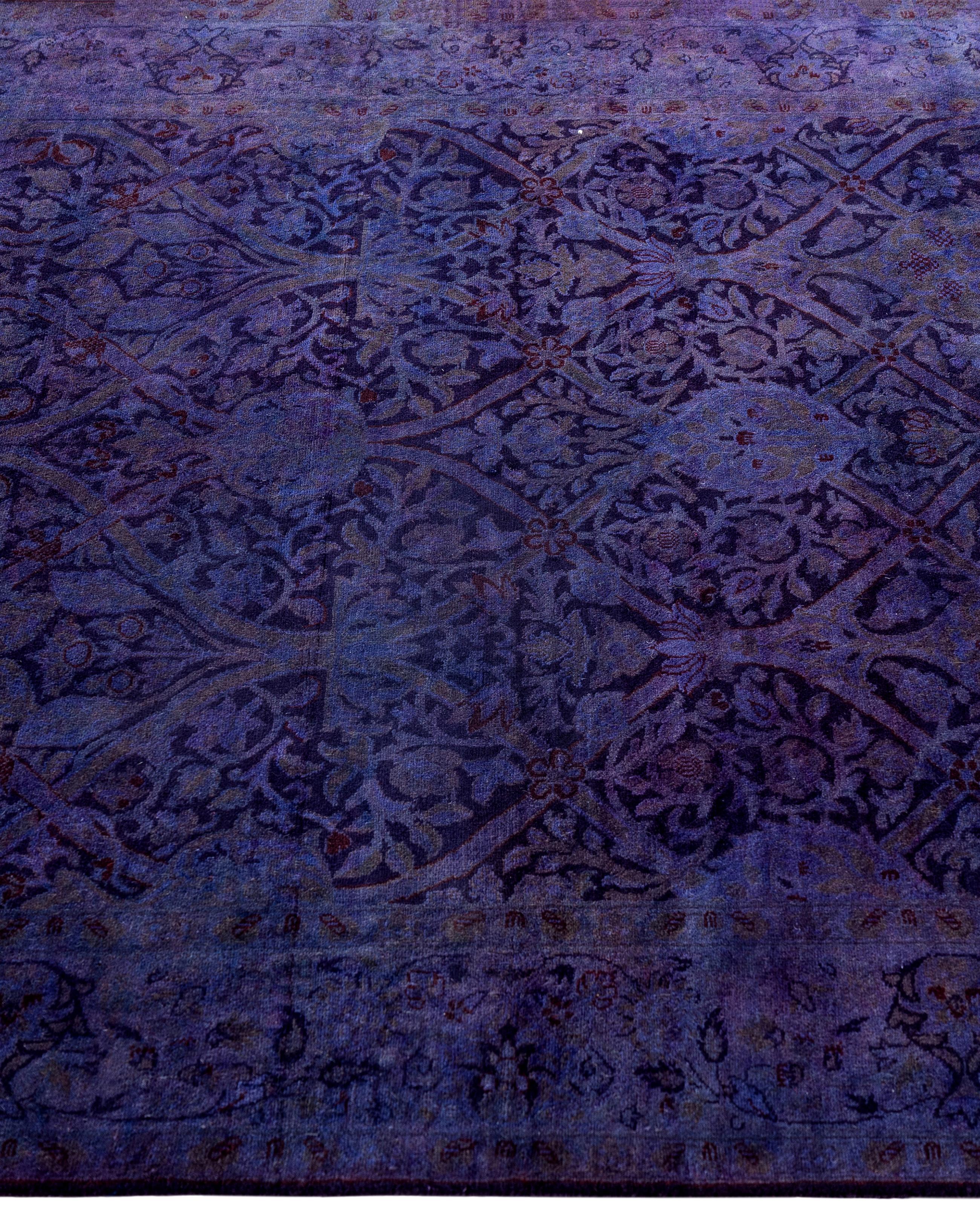 Hand-Knotted Overdyed One-of-a-Kind Wool Purple Area Rug 4' 0