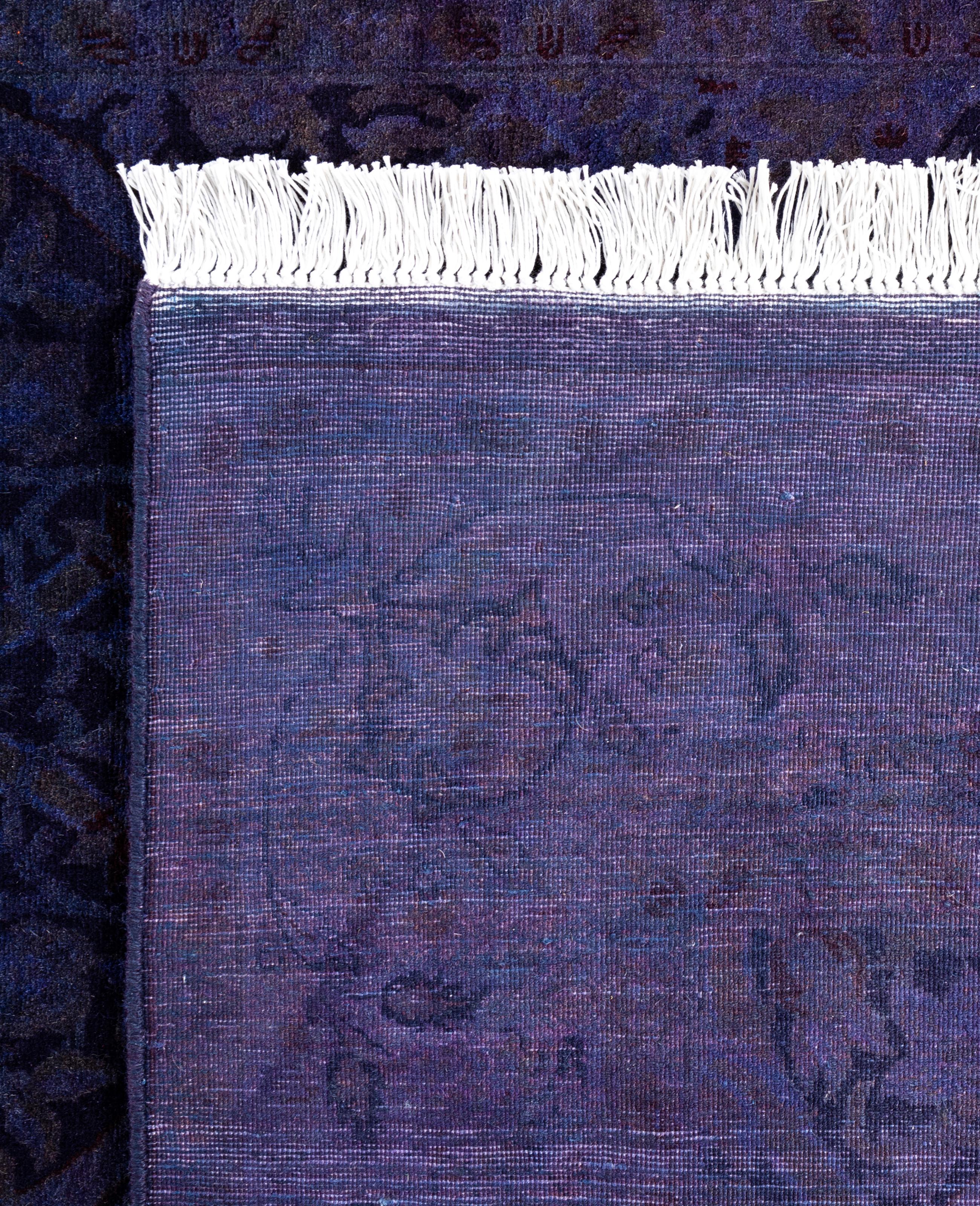 Overdyed One-of-a-Kind Wool Purple Area Rug 4' 0