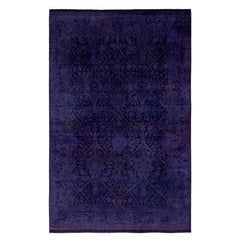 Tapis de sol en laine surteint unique en son genre pourpre 4' 0" x 6' 2"