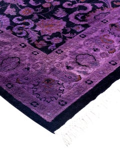 Overdyed One-of-a-Kind Wool Purple Area Rug 4' 1" x 6' 6"
