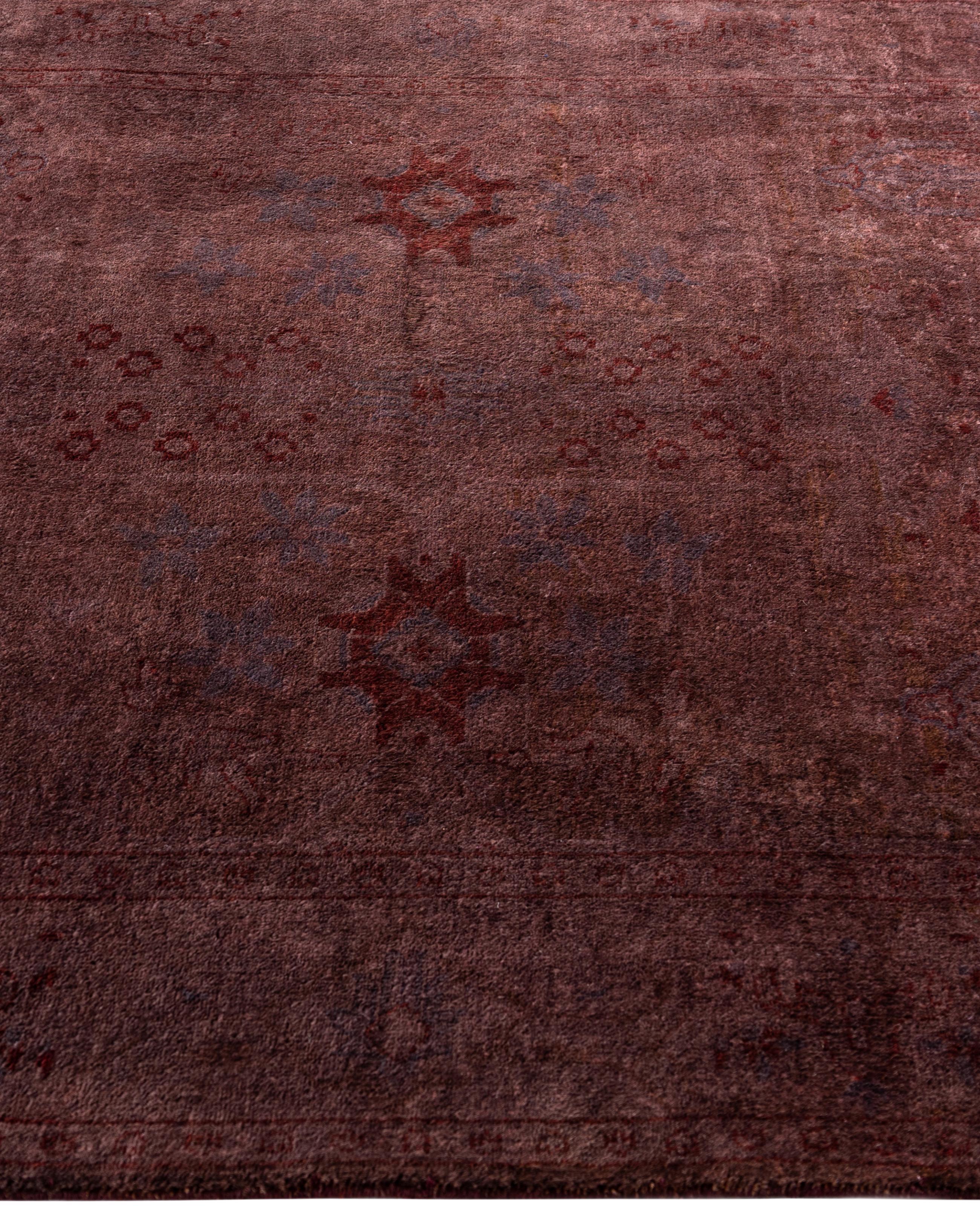 Alfombra de lana Overdyed Única en su género Morada 4' 2