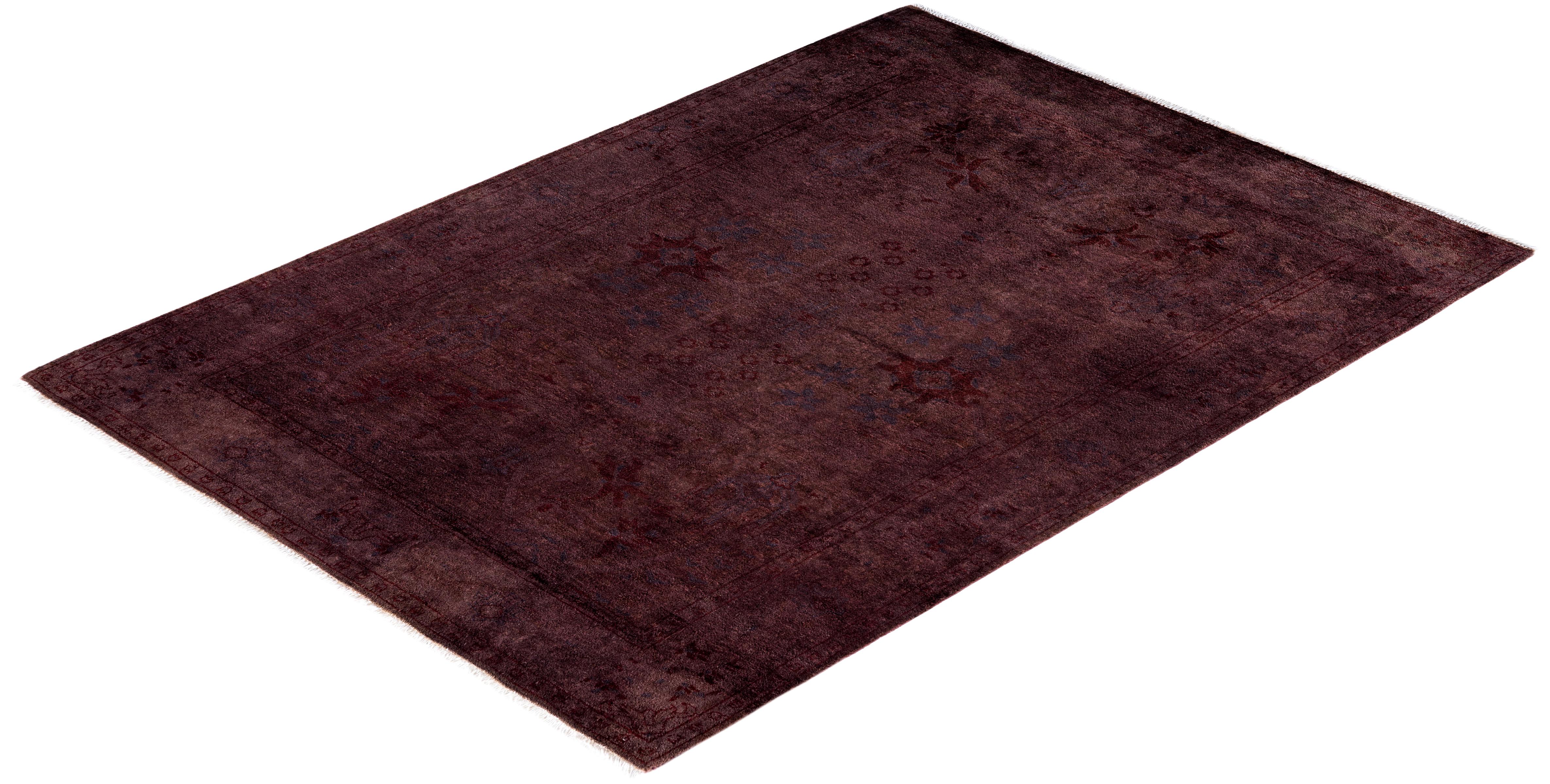 Alfombra de lana Overdyed Única en su género Morada 4' 2