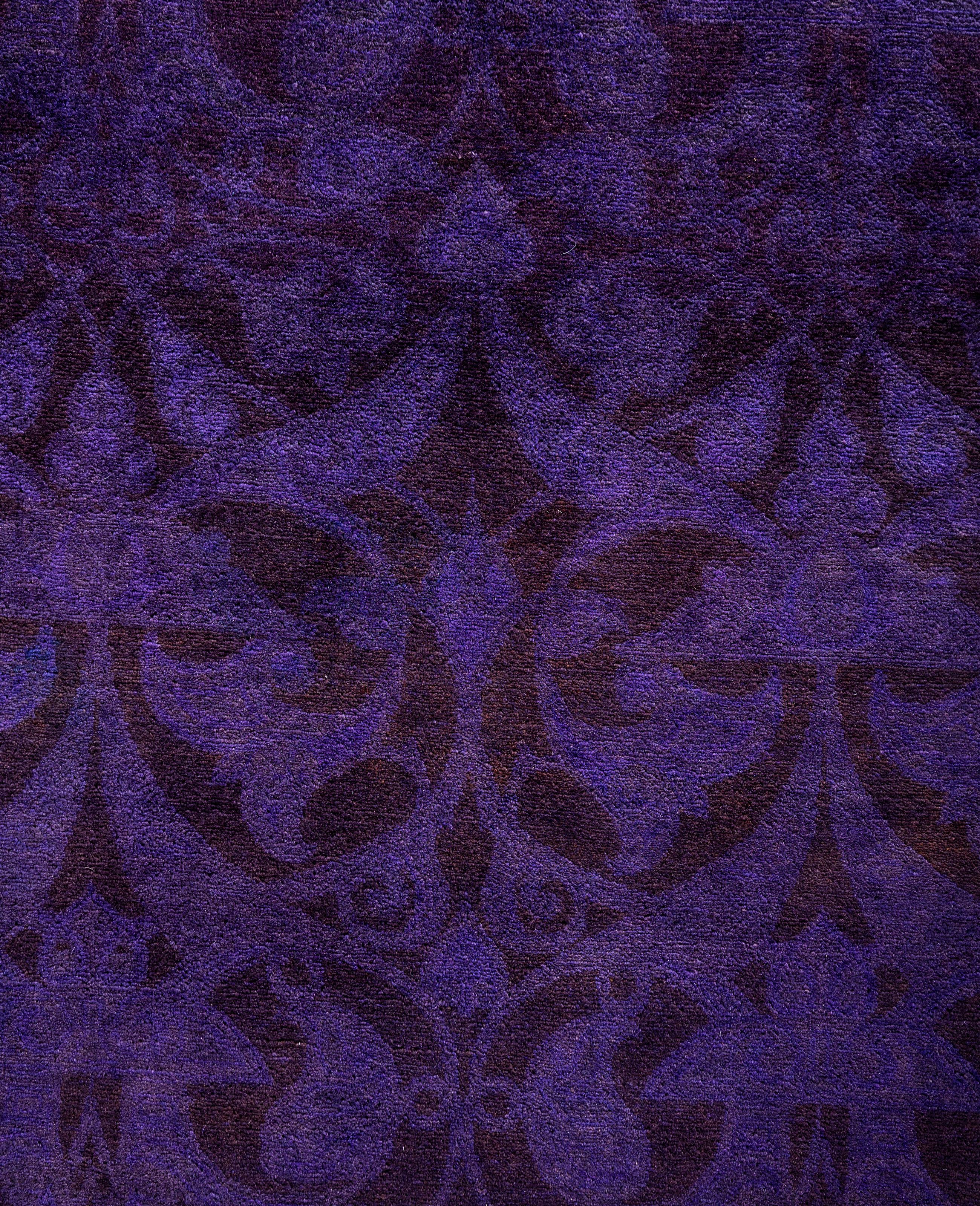 Alfombra de lana Overdyed Única en su género Morada 4' 3