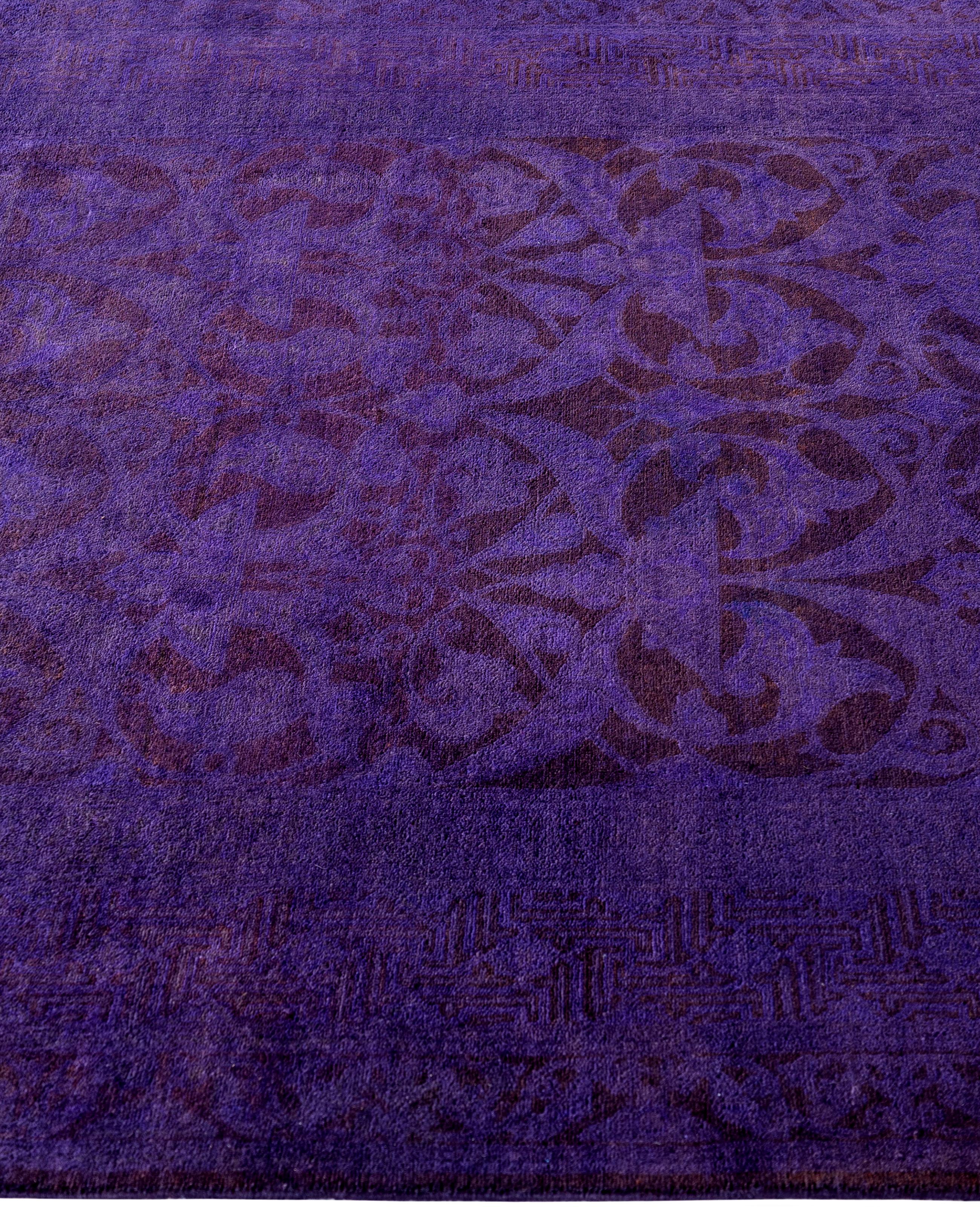 Alfombra de lana Overdyed Única en su género Morada 4' 3