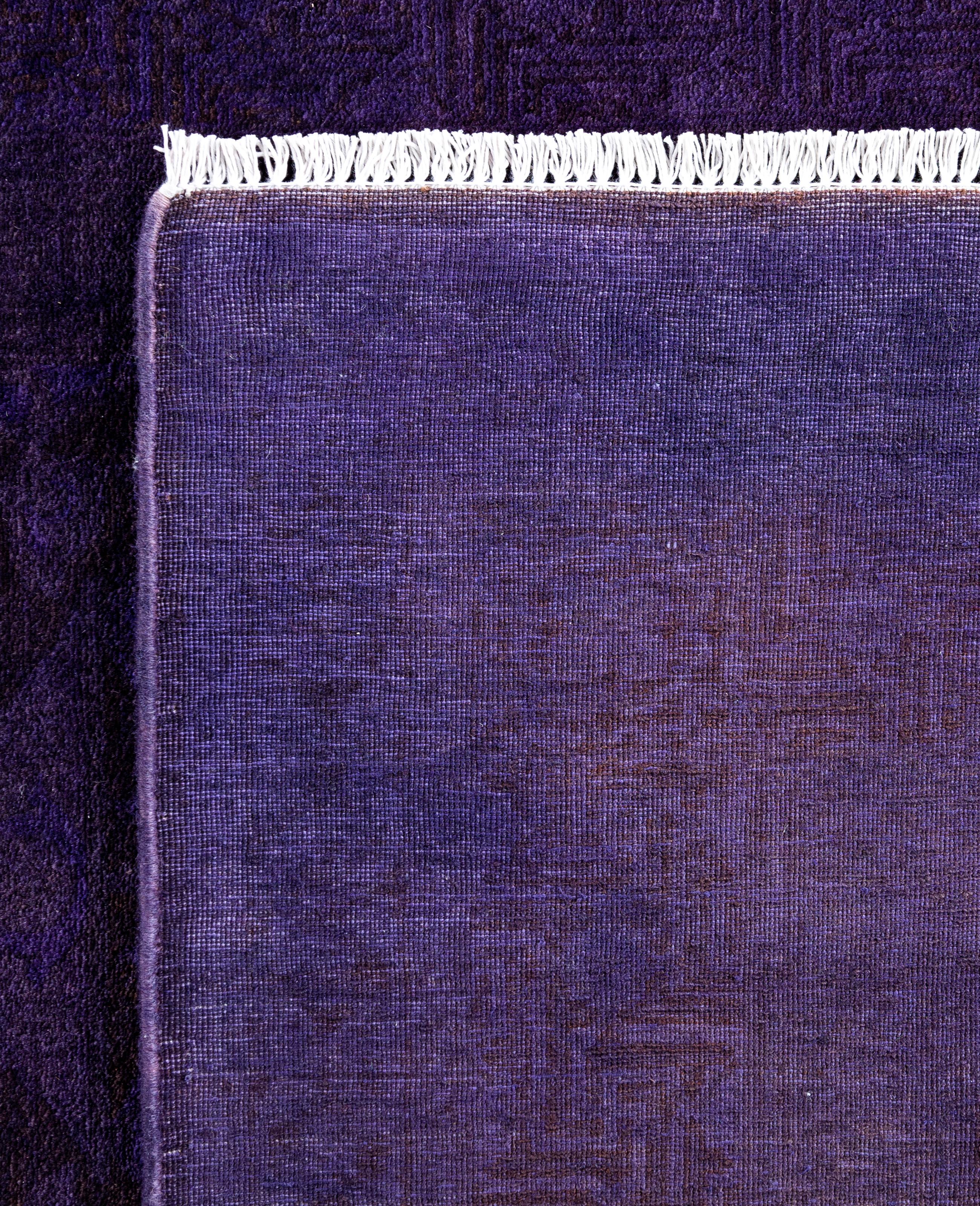 Alfombra de lana Overdyed Única en su género Morada 4' 3