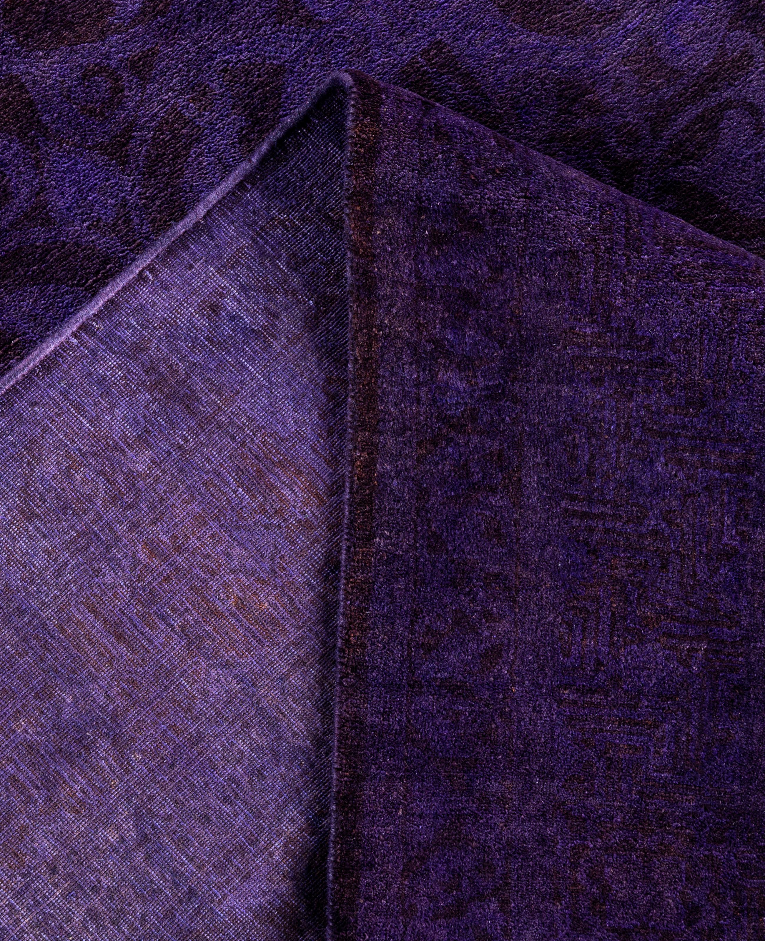 Alfombra de lana Overdyed Única en su género Morada 4' 3