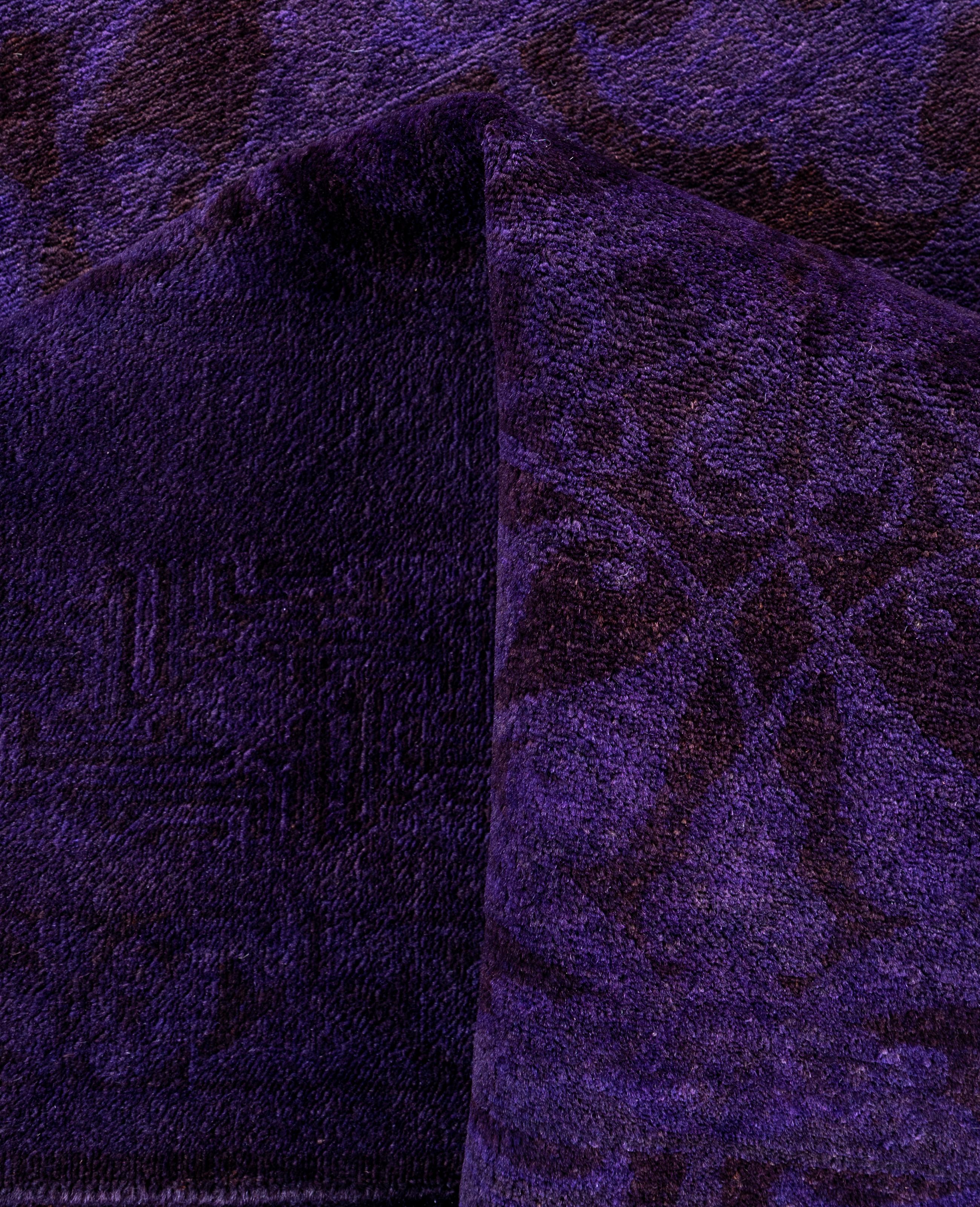 Alfombra de lana Overdyed Única en su género Morada 4' 3