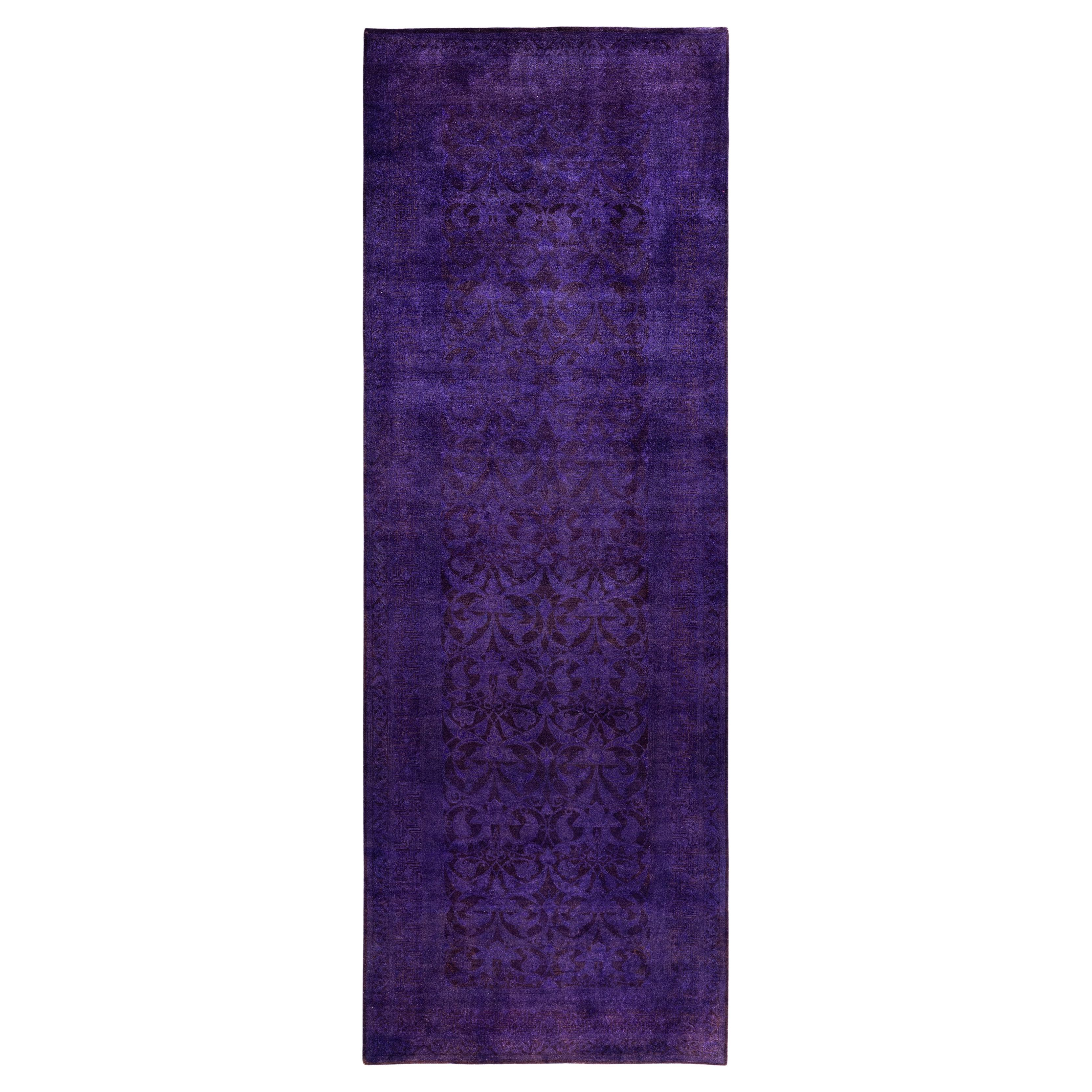 Alfombra de lana Overdyed Única en su género Morada 4' 3" x 12' 1" en venta