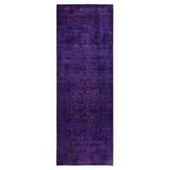 Alfombra de lana Overdyed Única en su género Morada 4' 3" x 12' 1"