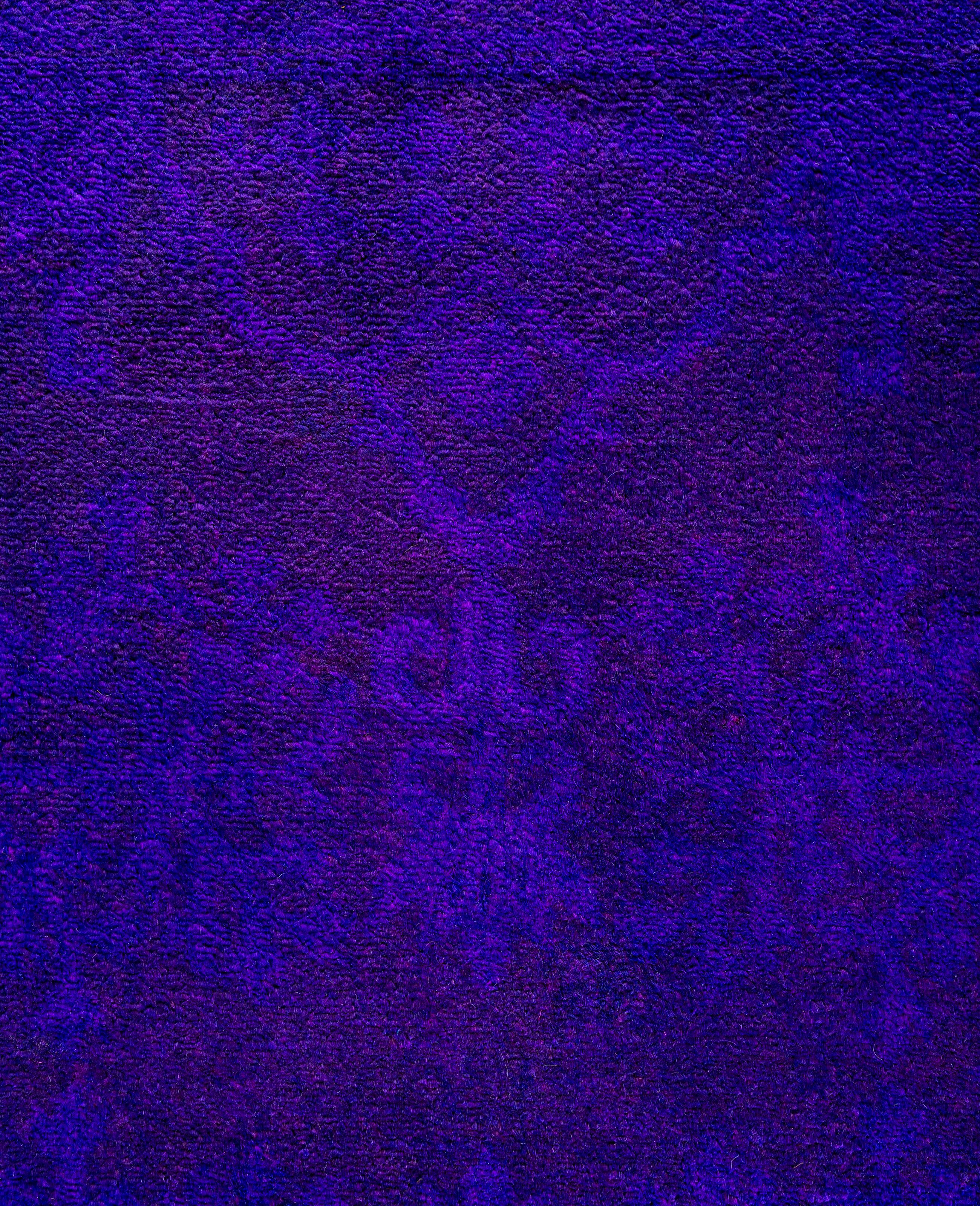 Alfombra de lana Overdyed Única en su género Morado 4' 3