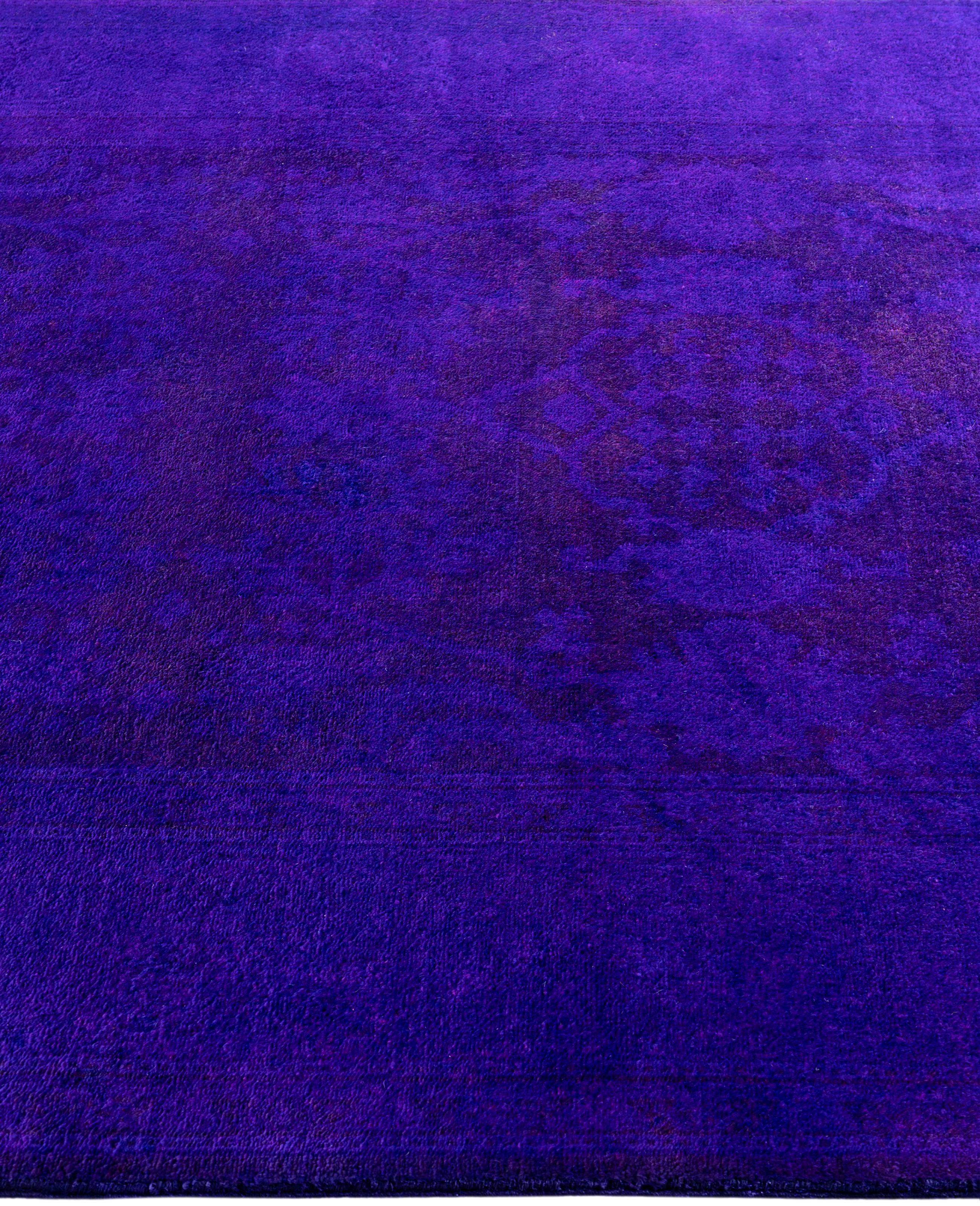 Alfombra de lana Overdyed Única en su género Morado 4' 3